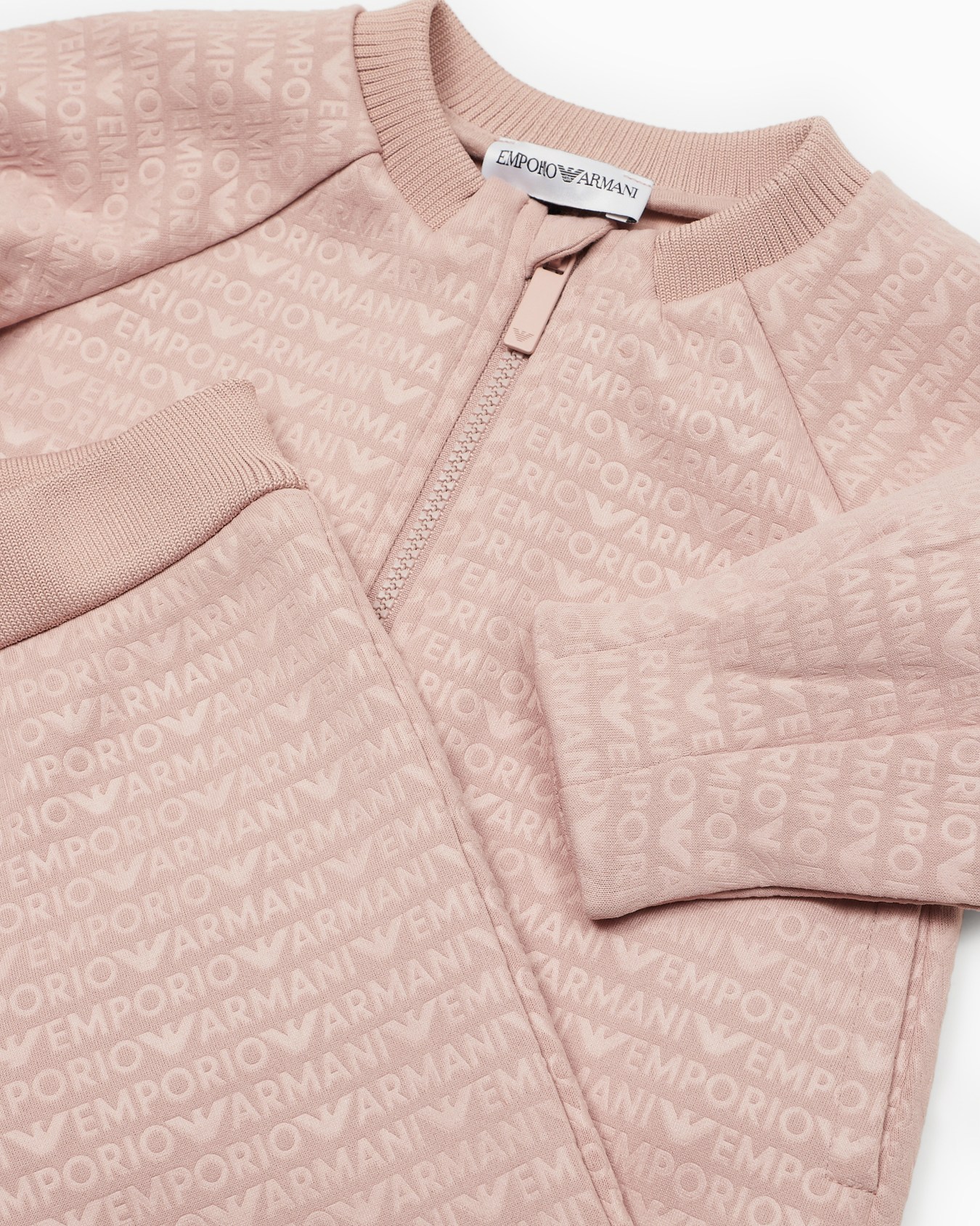 Tracksuit with zipped sweatshirt in double jersey with all-over logo lettering Slide 1