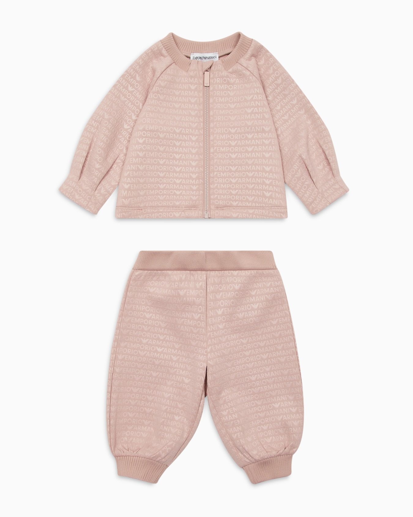 Tracksuit with zipped sweatshirt in double jersey with all-over logo lettering Slide 0