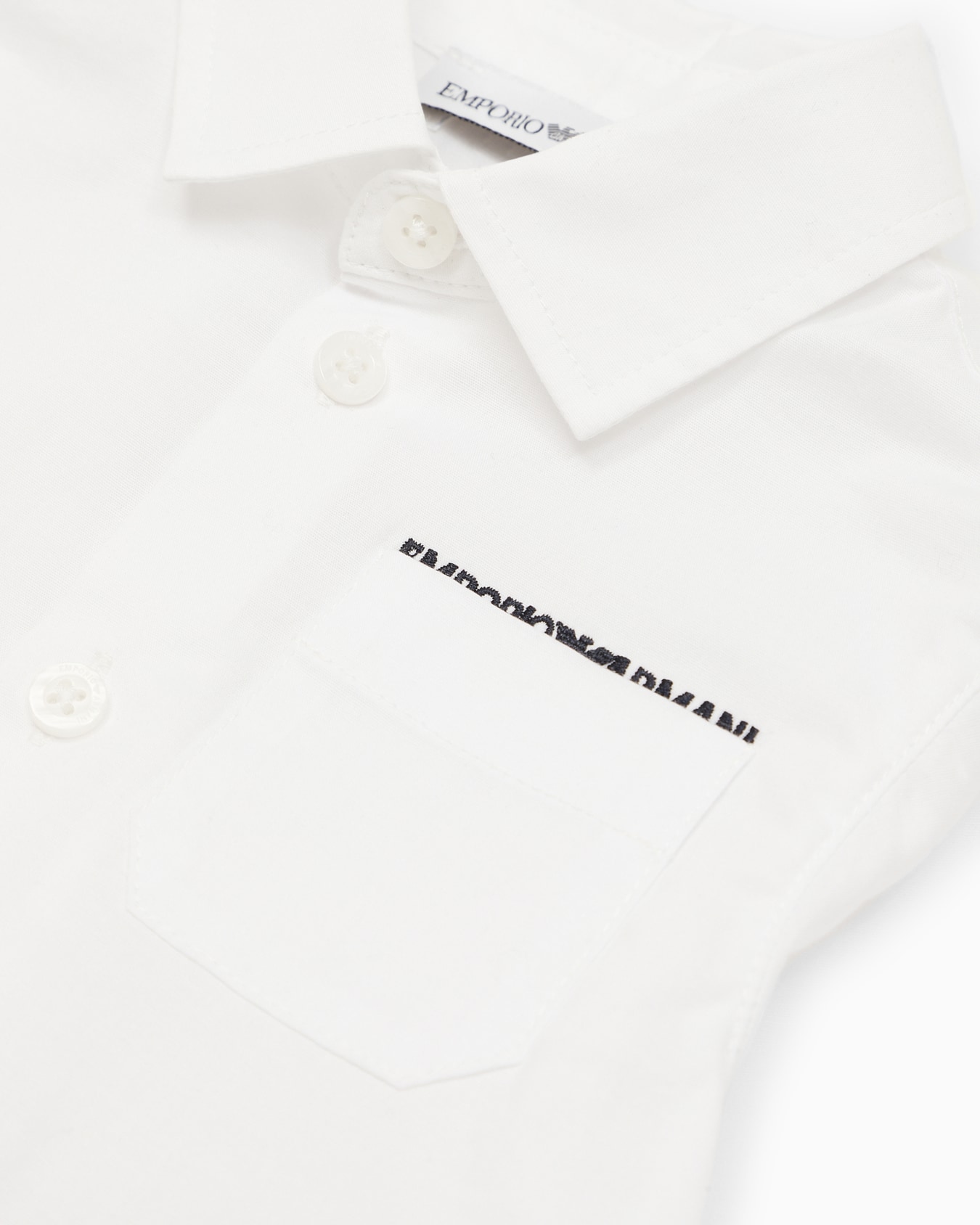 Stretch-cotton shirt with pocket and logo embroidery Slide 1