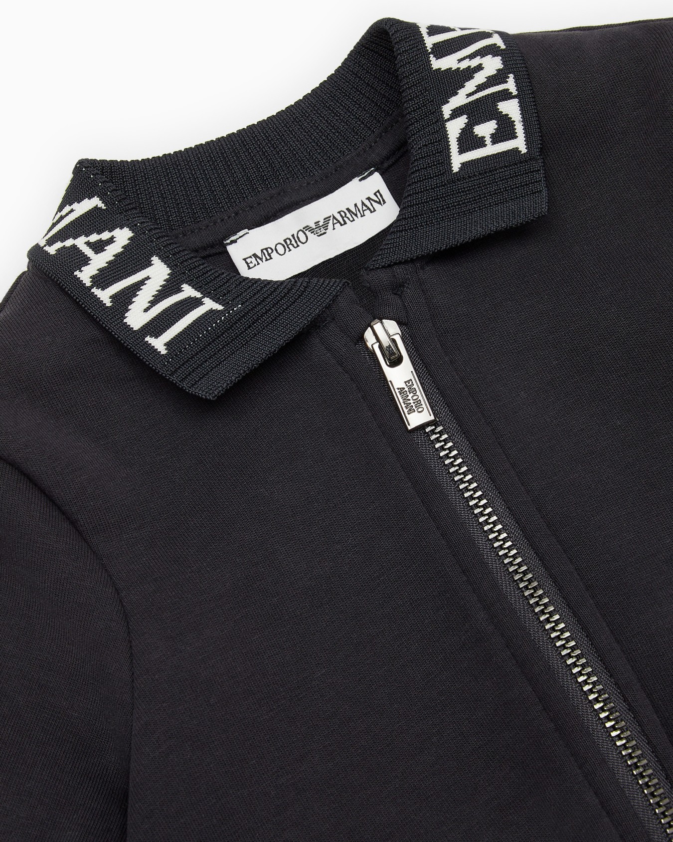 Double-jersey zip-up jacket with logo collar Slide 1
