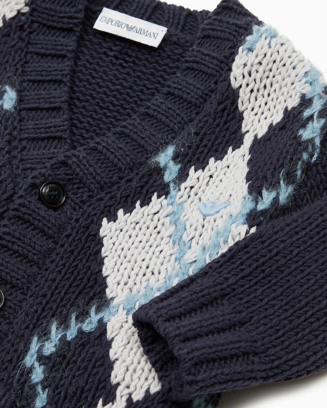 V-neck cardigan with oversized diamond motif Slide 1