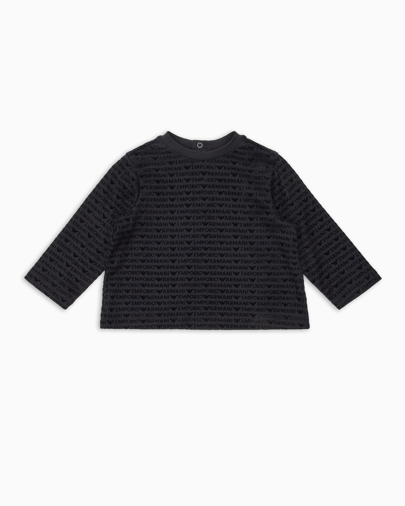  Lyocell-blend jersey jumper with all-over flocked logo Slide 0