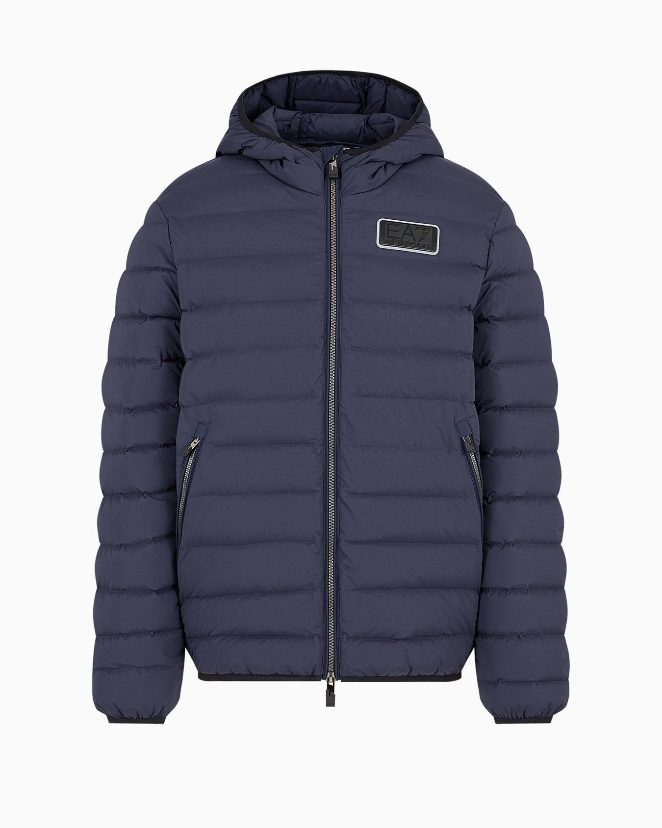 Chaqueta de plumas con capucha de tejido técnico Diapositiva 0