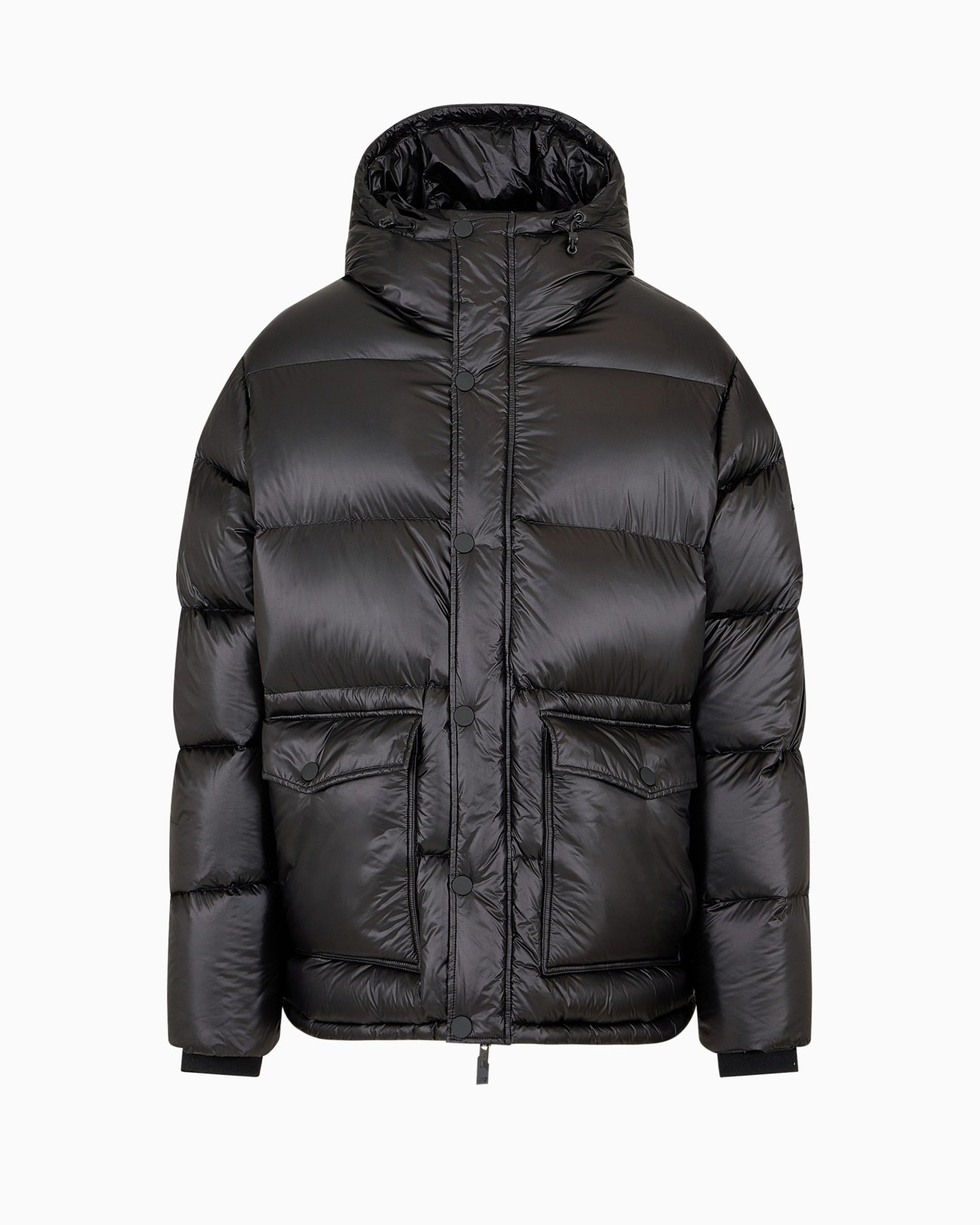 Iridescent nylon down jacket with hood Slide 0