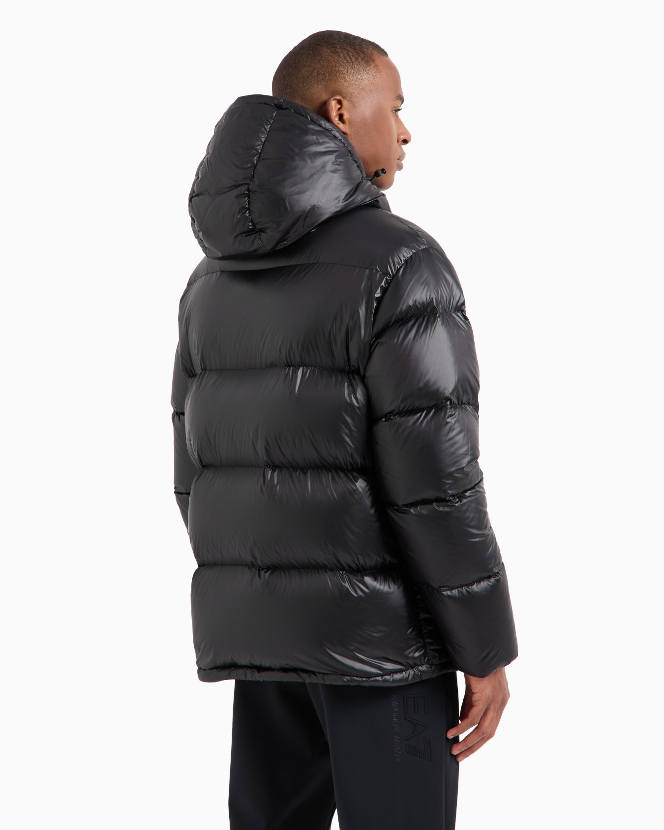 Iridescent nylon down jacket with hood Slide 3