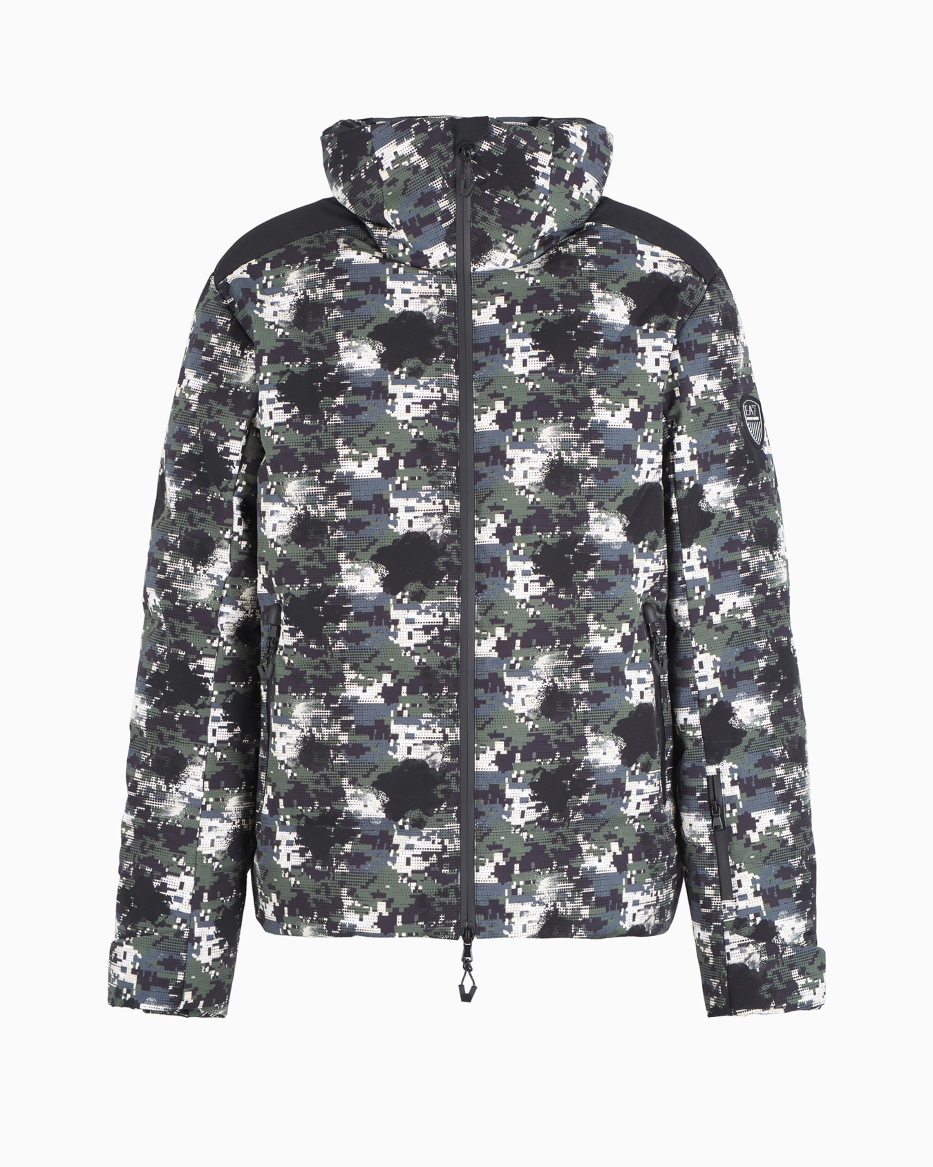 Technical ski jacket in printed PROTECTUM7 fabric with down filling Slide 0