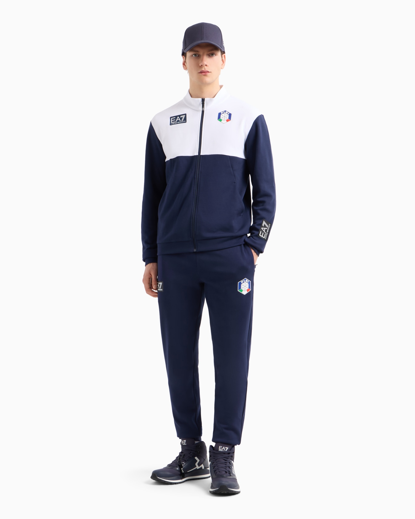 FISI Collection two-tone cotton-blend zip-up sweatshirt Slide 3