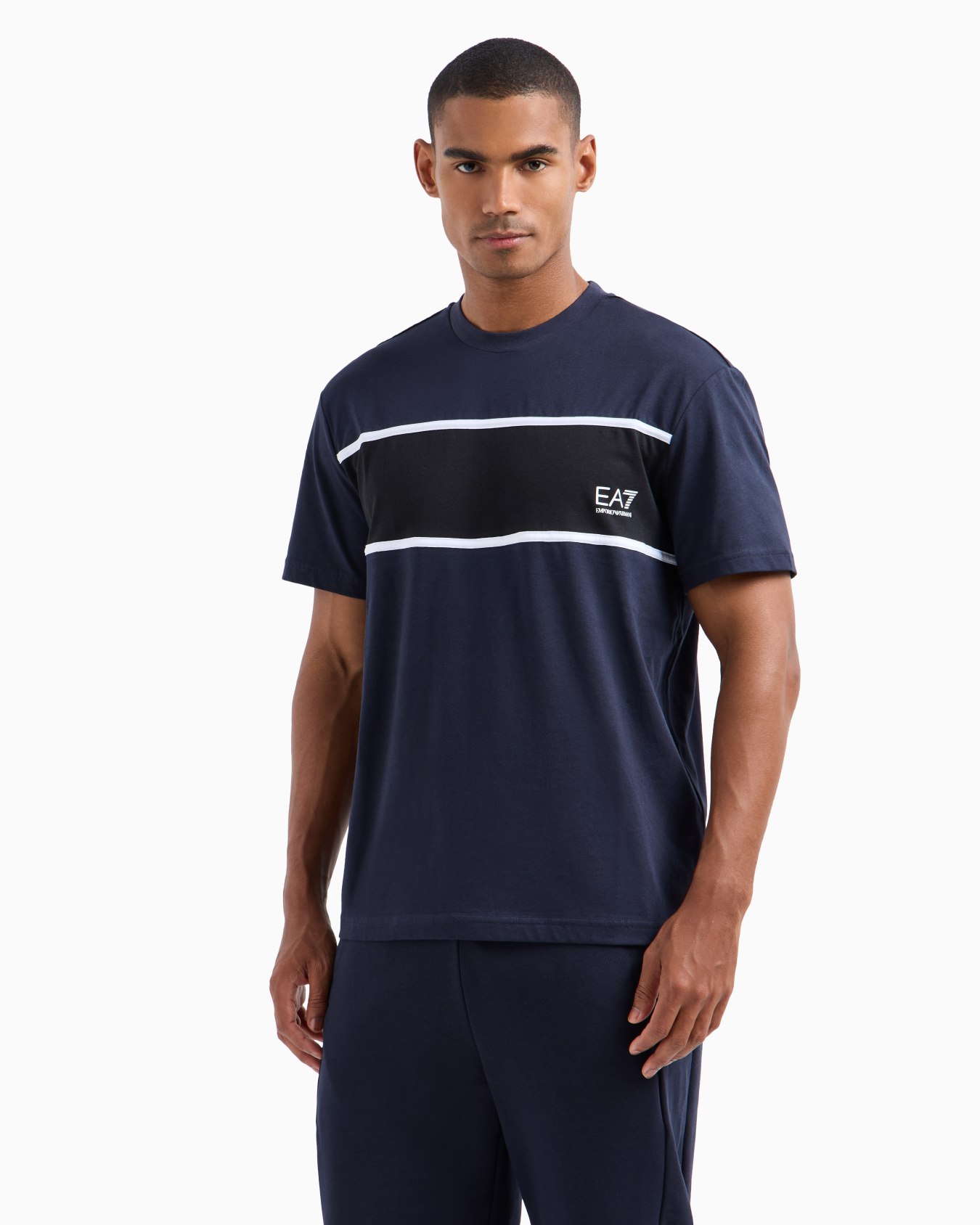 Athletic Colour Block crew-neck T-shirt in organic cotton Slide 1