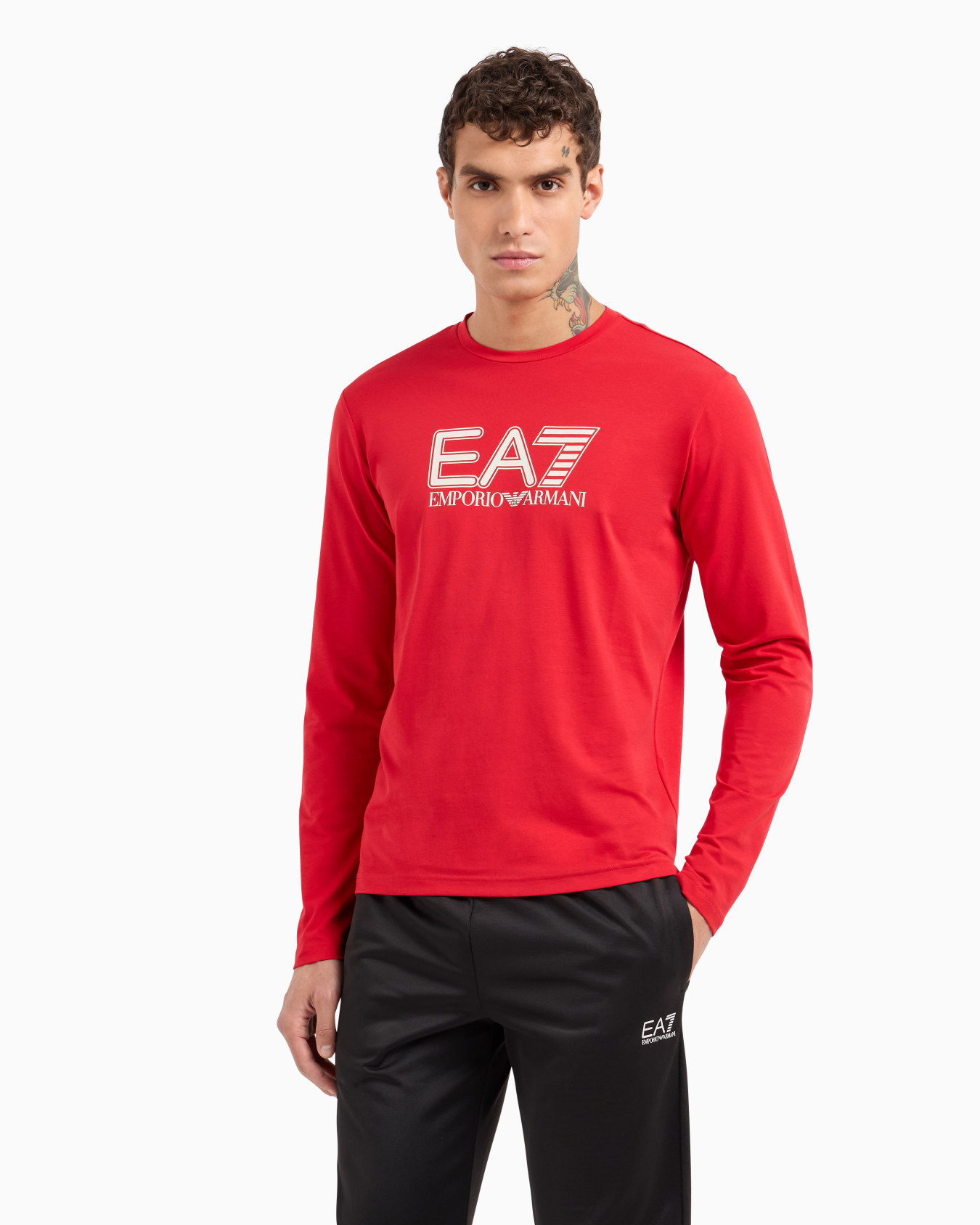 Visibility stretch-cotton long-sleeved crew-neck T-shirt Slide 1