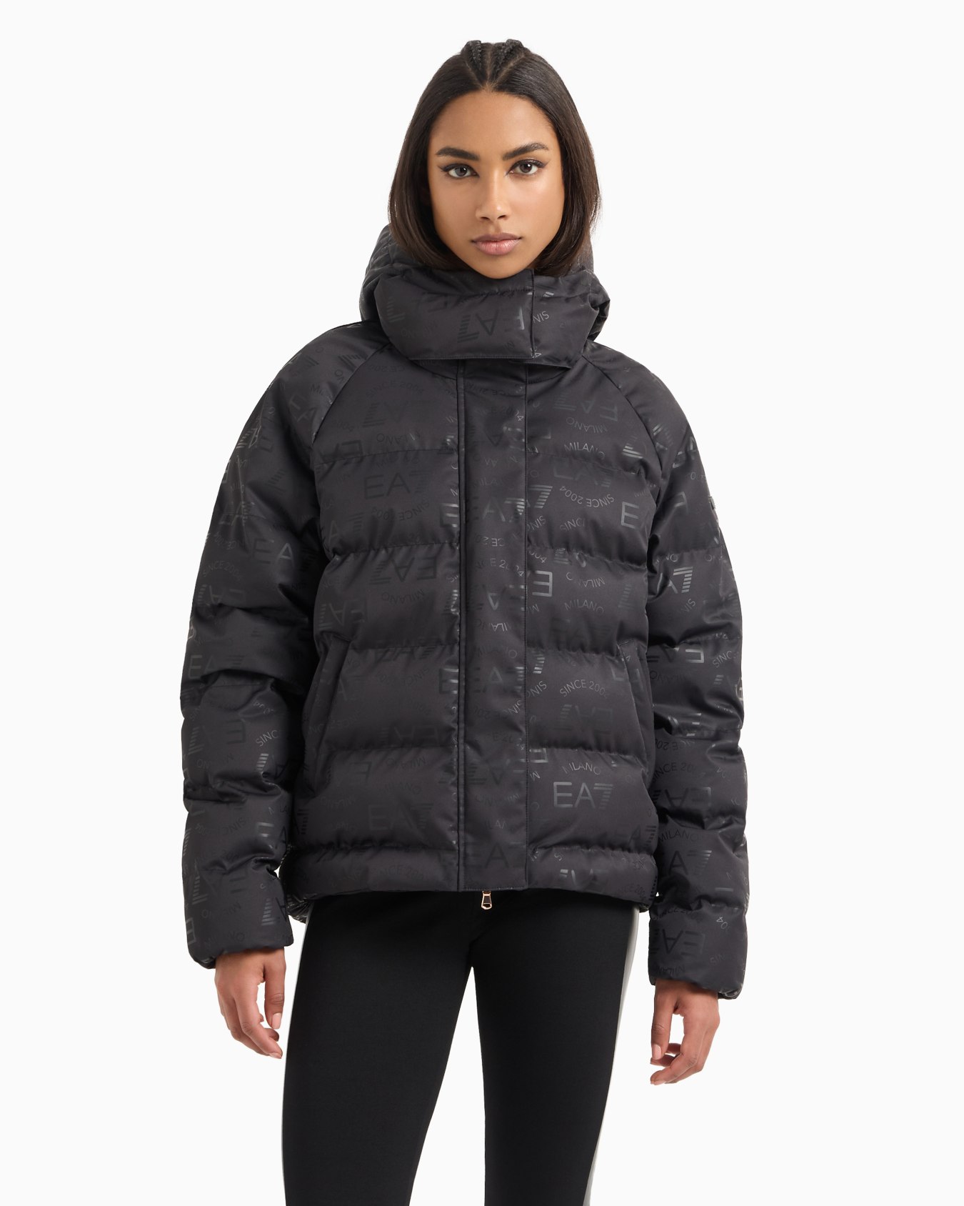 Bomber con capucha y monograma integral Diapositiva 1