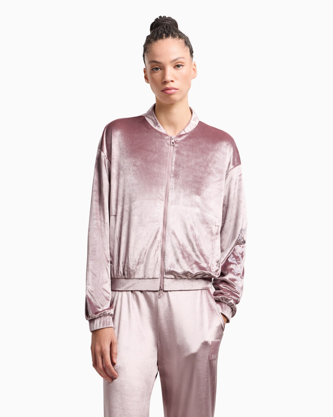Sweat-shirt à capuche Athletic Velour en tissu technique stretch Diapositive 1