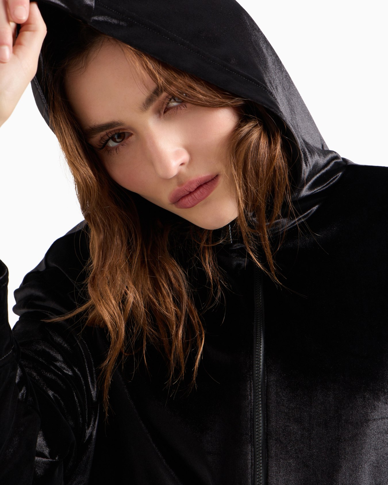 Athletic Velour zip-up sweatshirt in stretch technical fabric Slide 4