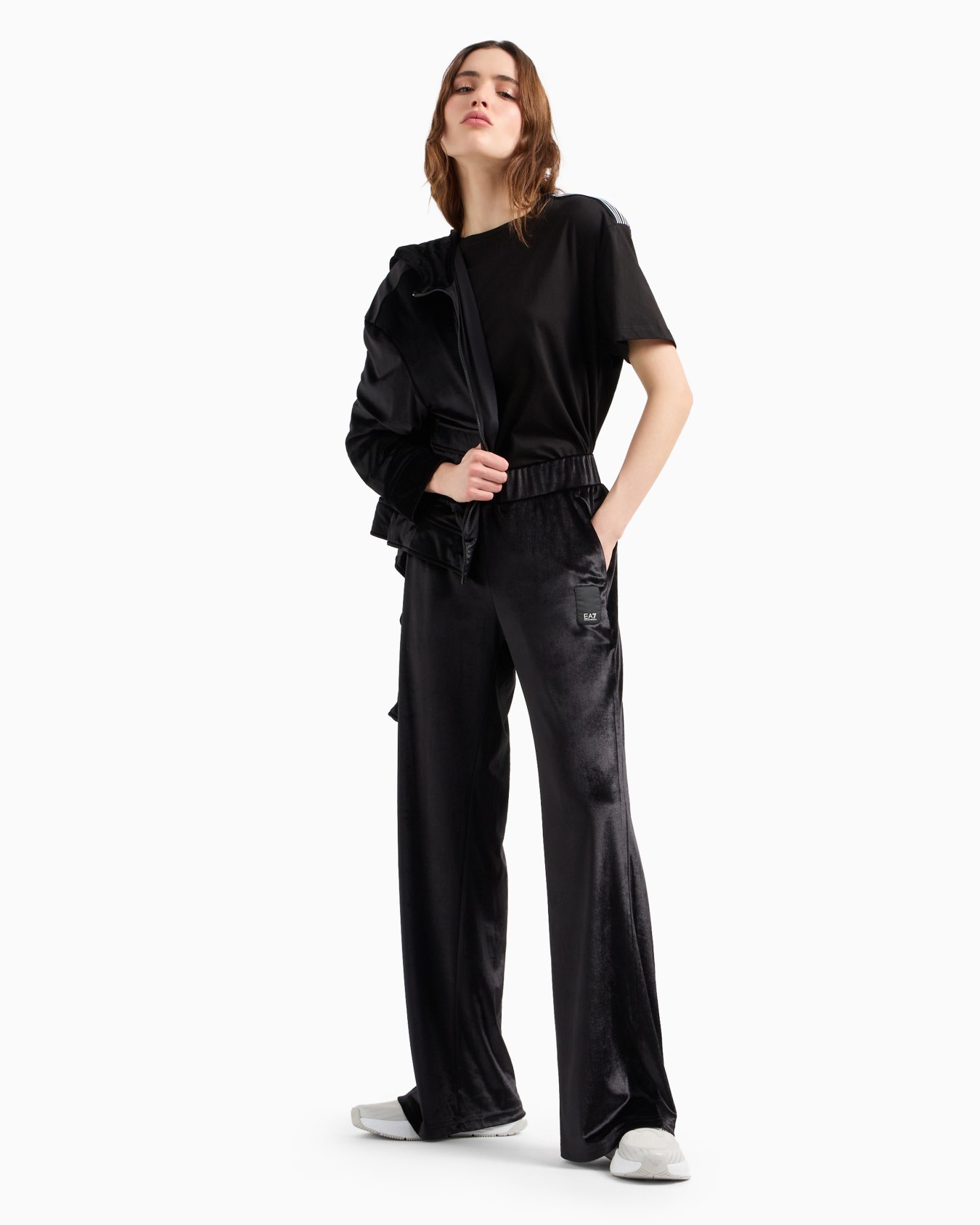 Athletic Velour zip-up sweatshirt in stretch technical fabric Slide 3