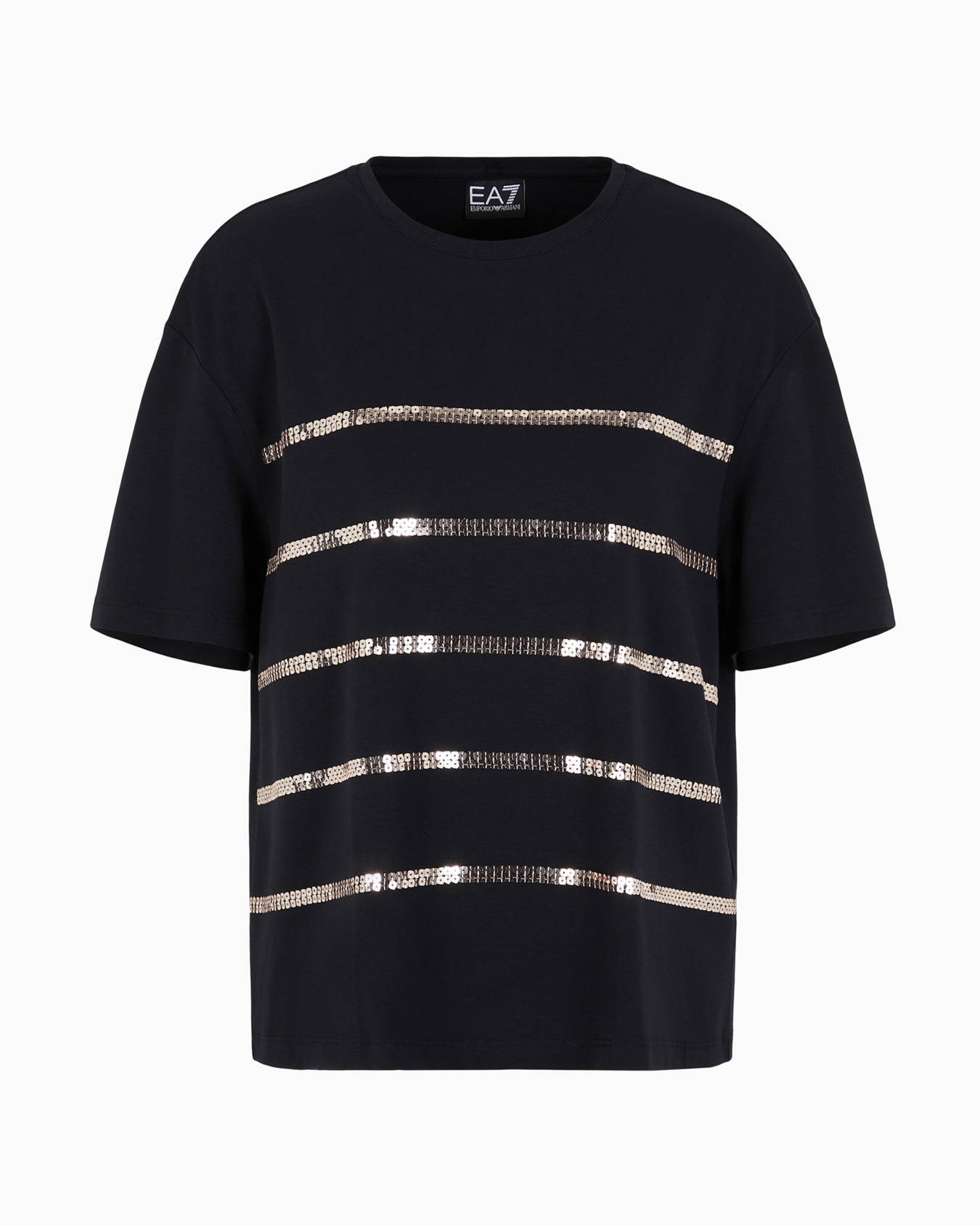 Precious crew-neck T-shirt in a stretch cotton and modal blend Slide 0