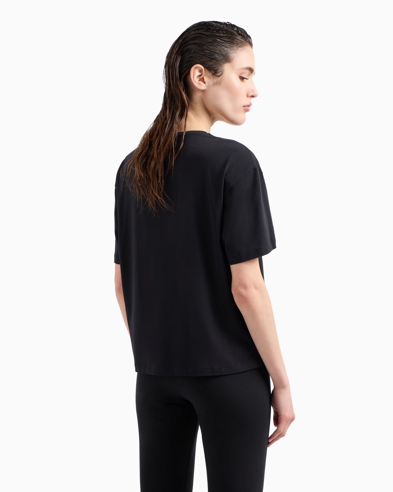 Precious crew-neck T-shirt in a stretch cotton and modal blend Slide 2
