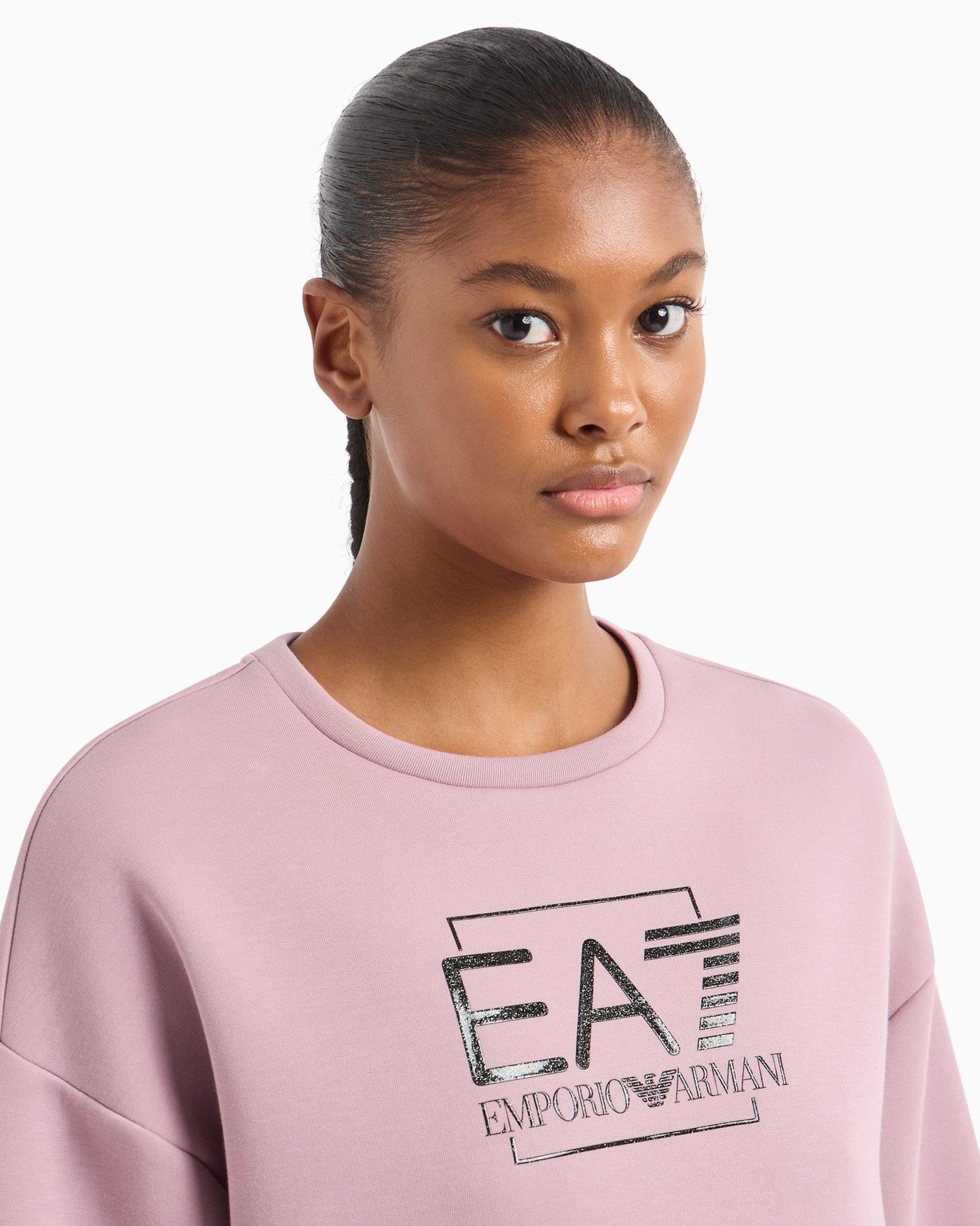 Survêtement en coton mélangé avec logo EA7 pailleté Diapositive 5