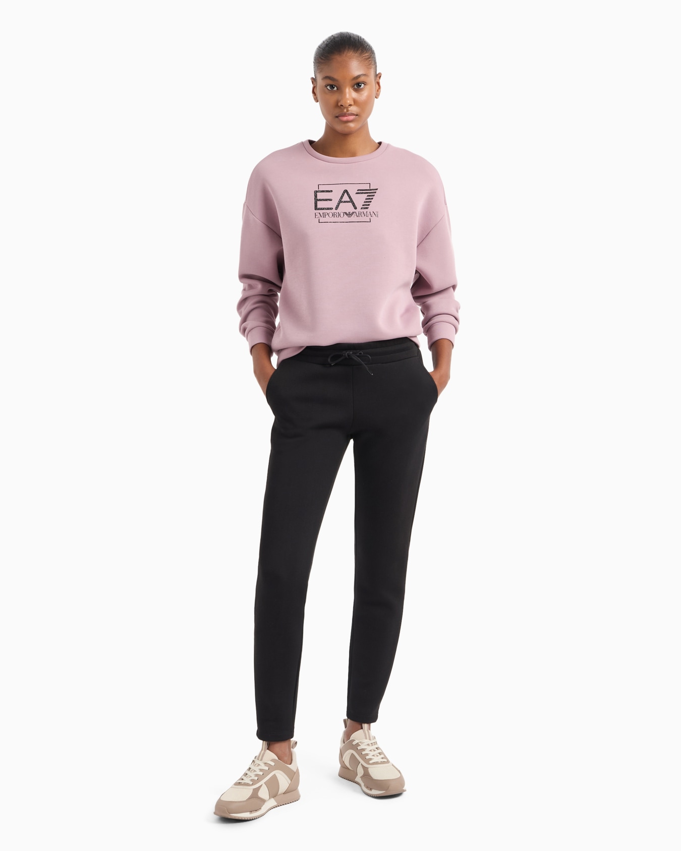 Survêtement en coton mélangé avec logo EA7 pailleté Diapositive 3