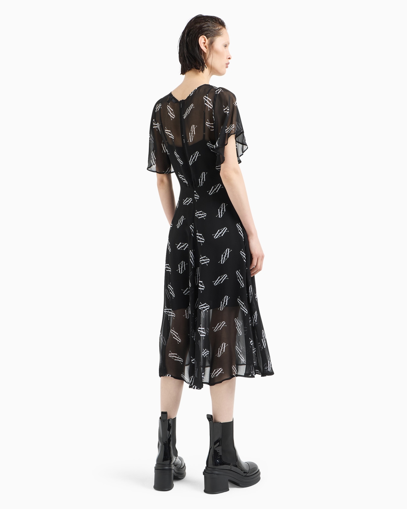 Robe asymétrique en mousseline avec monogramme ASV Diapositive 2