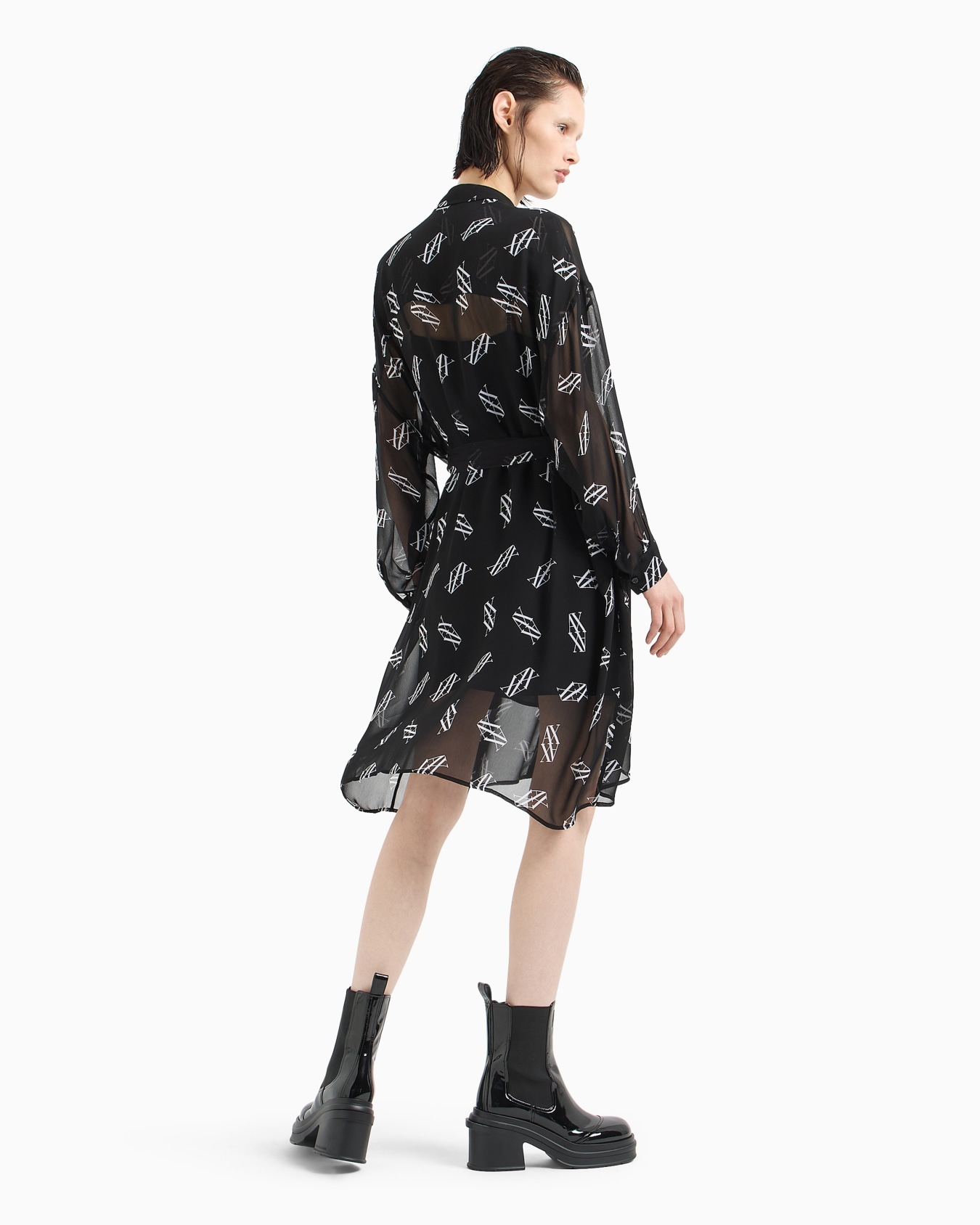 ASV Belted Chiffon Smock Dress Slide 2