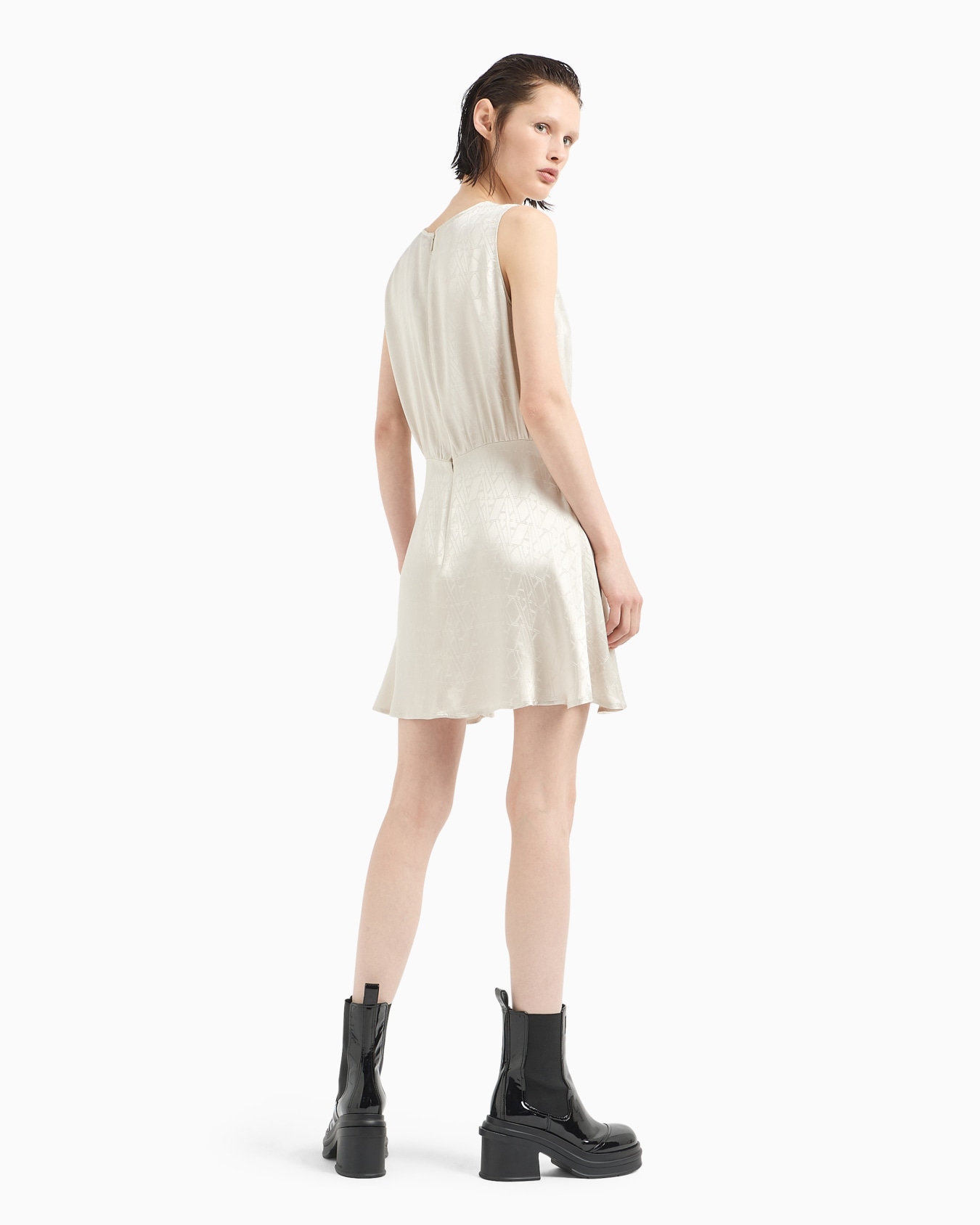 ASV Tone-on-tone Allover Logo Satin Dress Slide 2