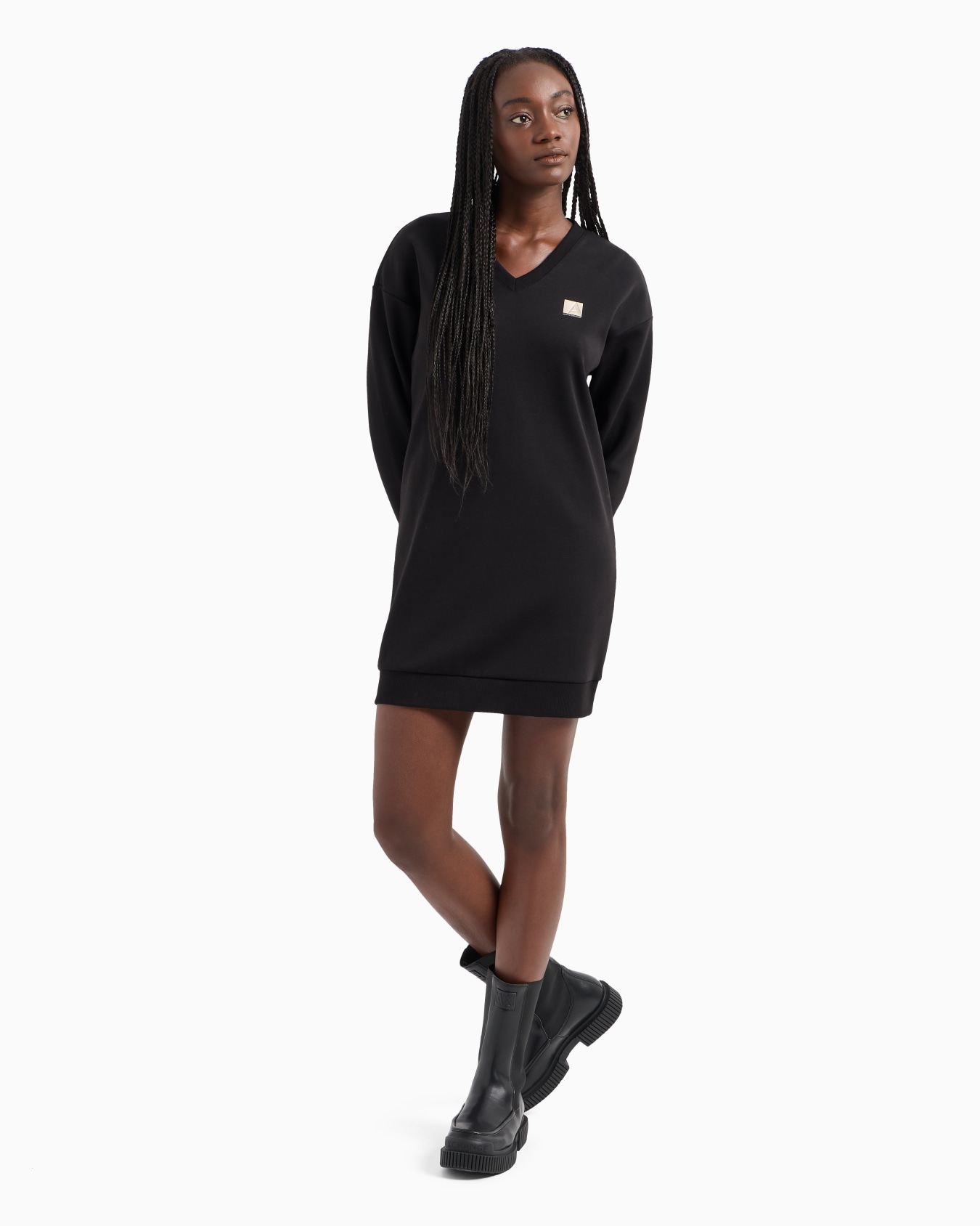 French terry midi dress with embroidered logo Slide 1
