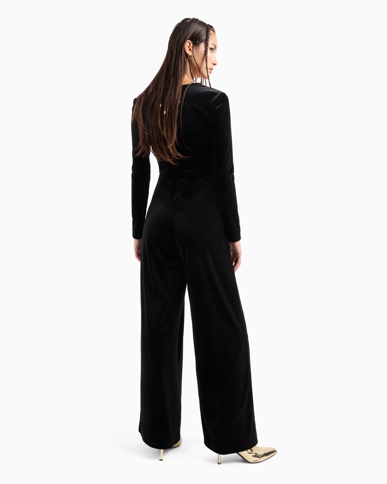 Robe midi avec col V et logo contrasté Diapositive 2