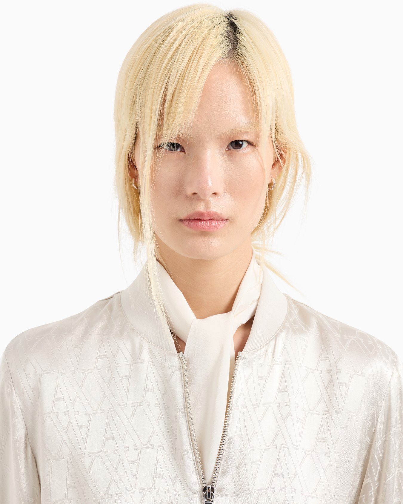Bomber jacket in shiny fabric with allover ASV monogram Diapositiva 4