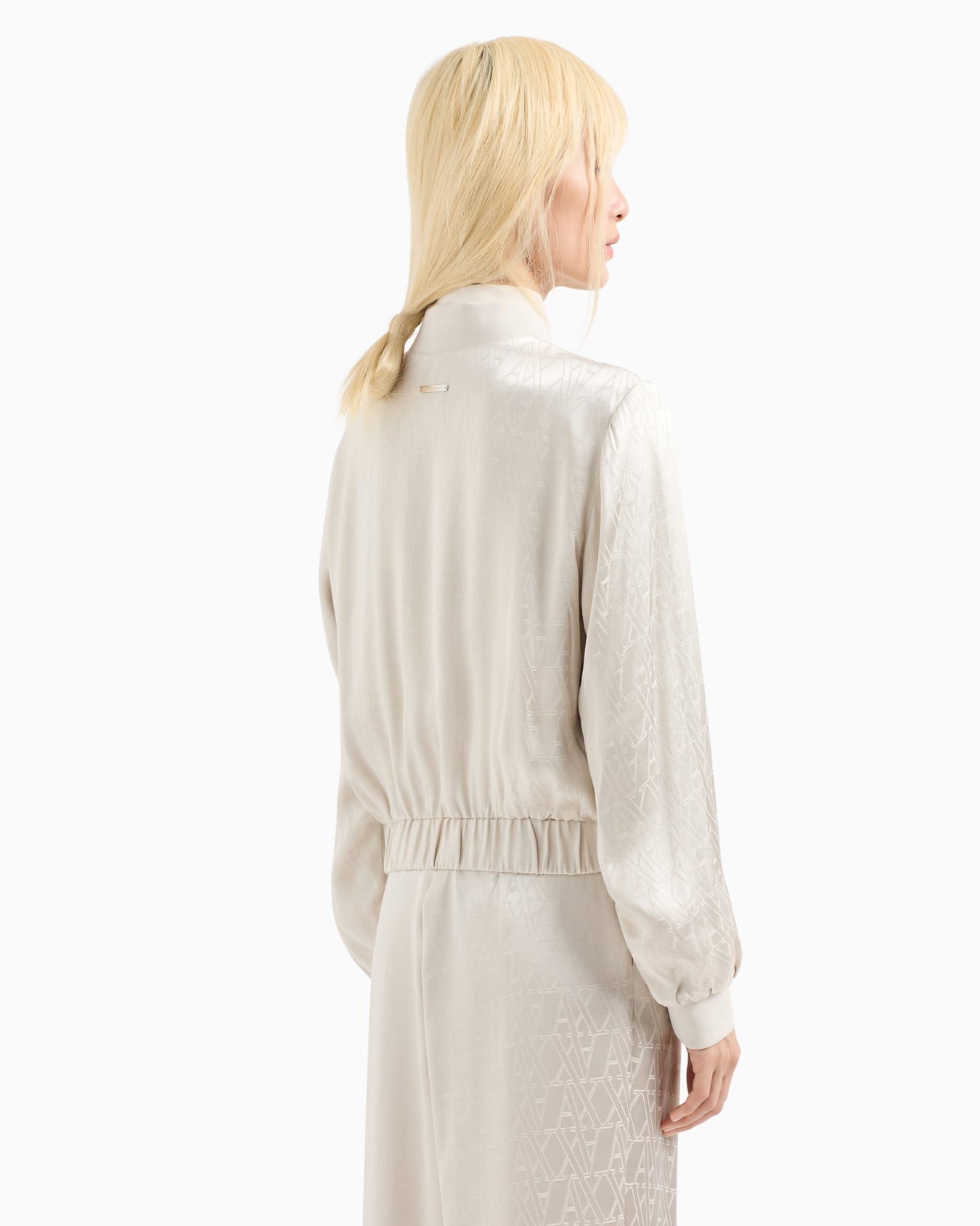 Bomber jacket in shiny fabric with allover ASV monogram Diapositiva 2