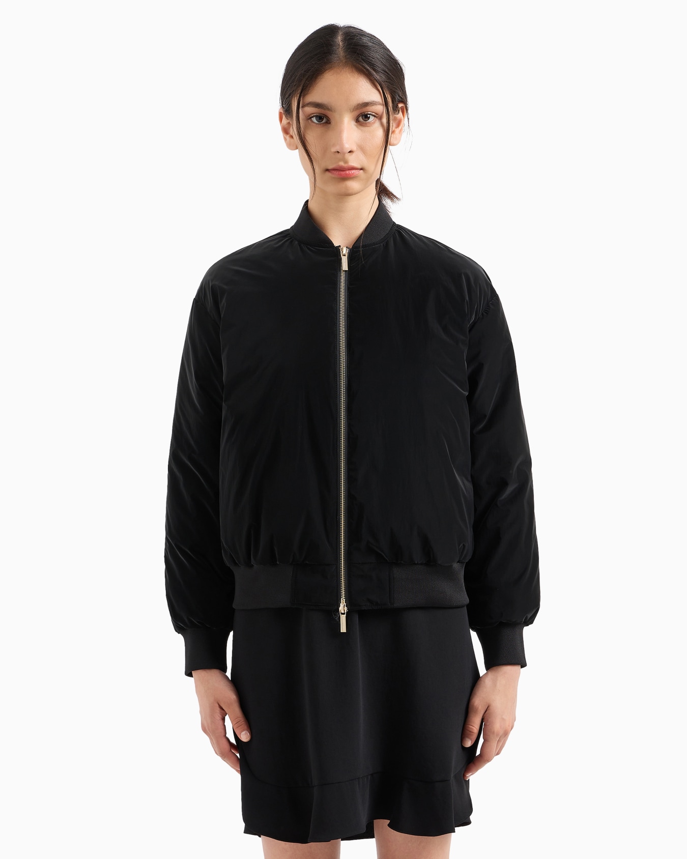 Velvet effect bomber blouson Slide 1