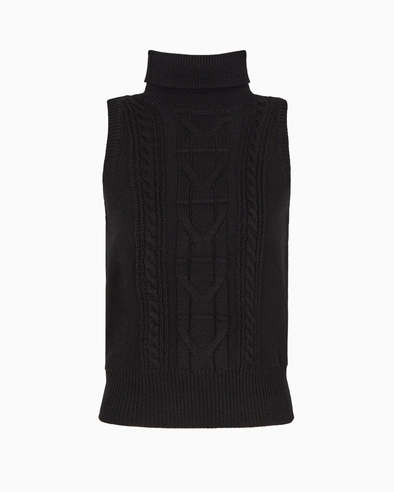 Wool Blend Tricot Knit Turtleneck Vest Slide 0