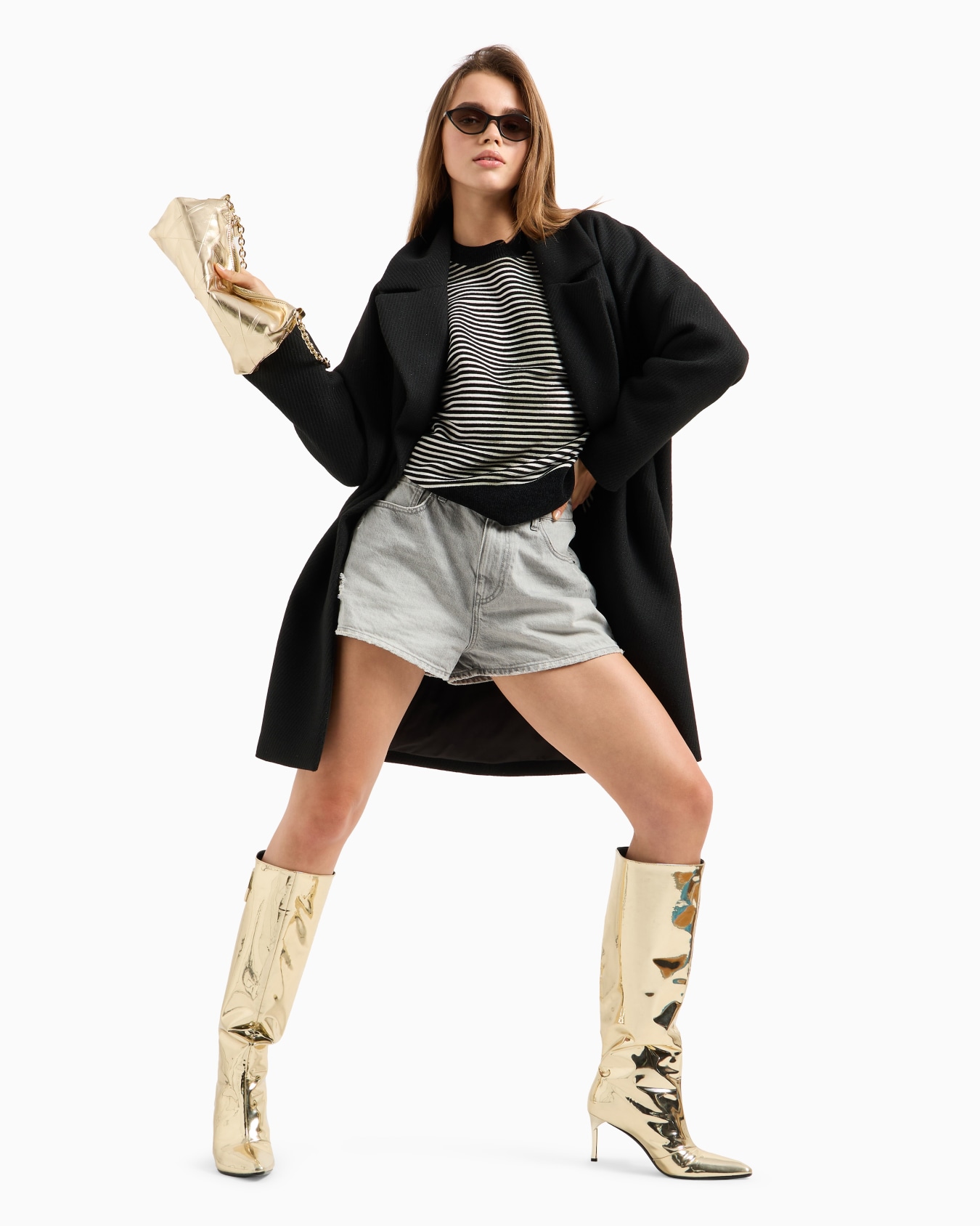 Oversized single-breasted coat in cloth Slide 4