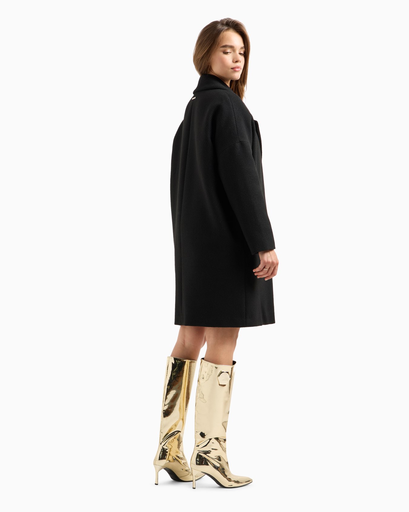 Oversized single-breasted coat in cloth Slide 3