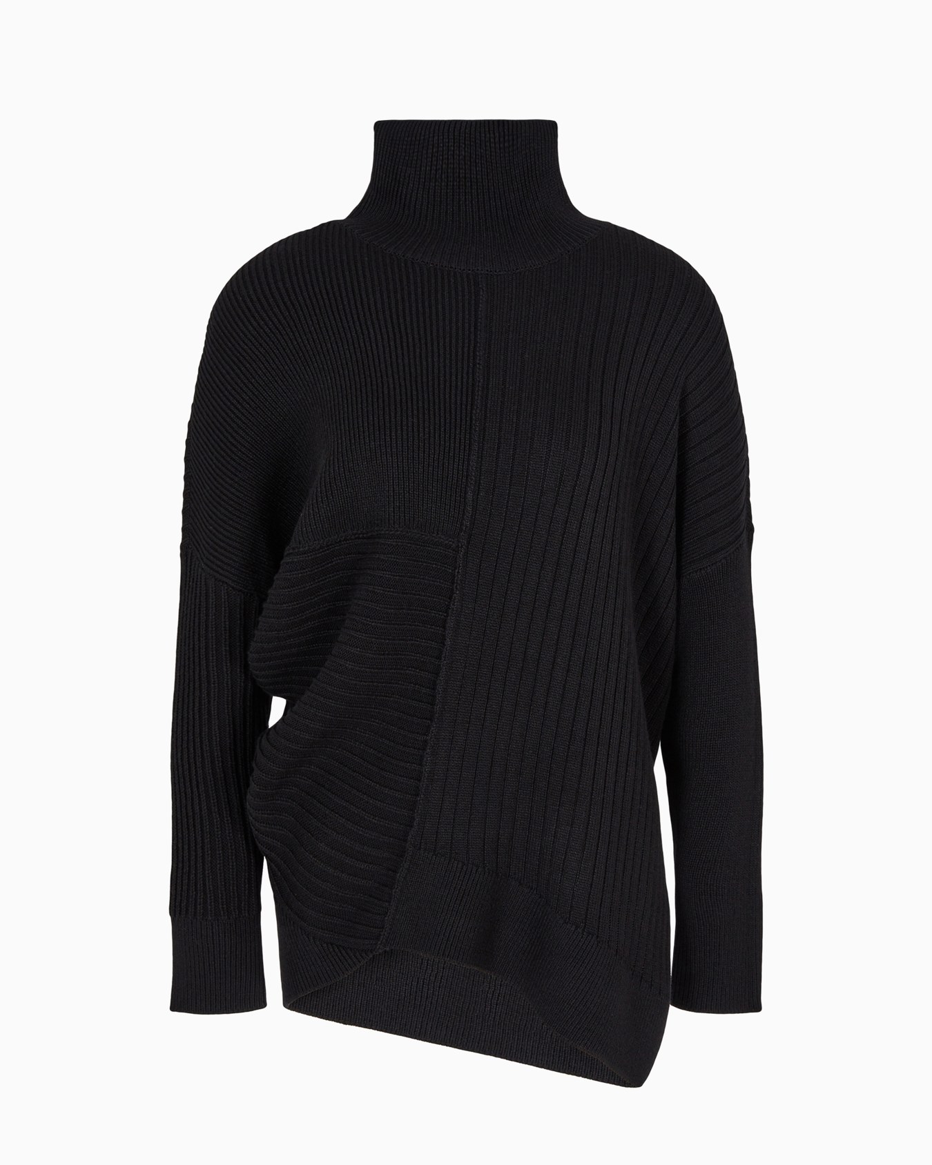 Asymmetrical high neck knitted sweater Slide 0