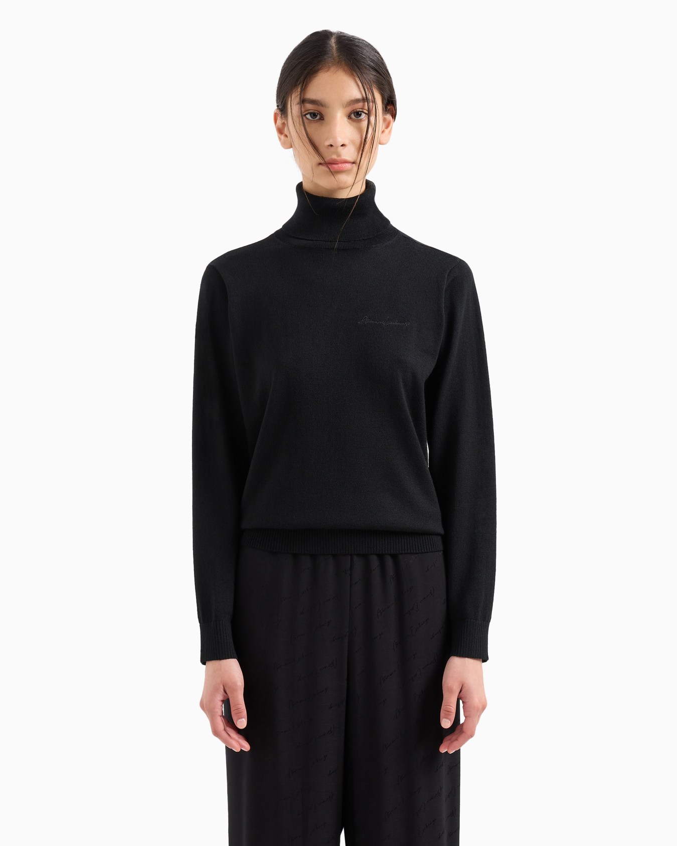 Turtleneck sweater with embroidered logo Slide 1