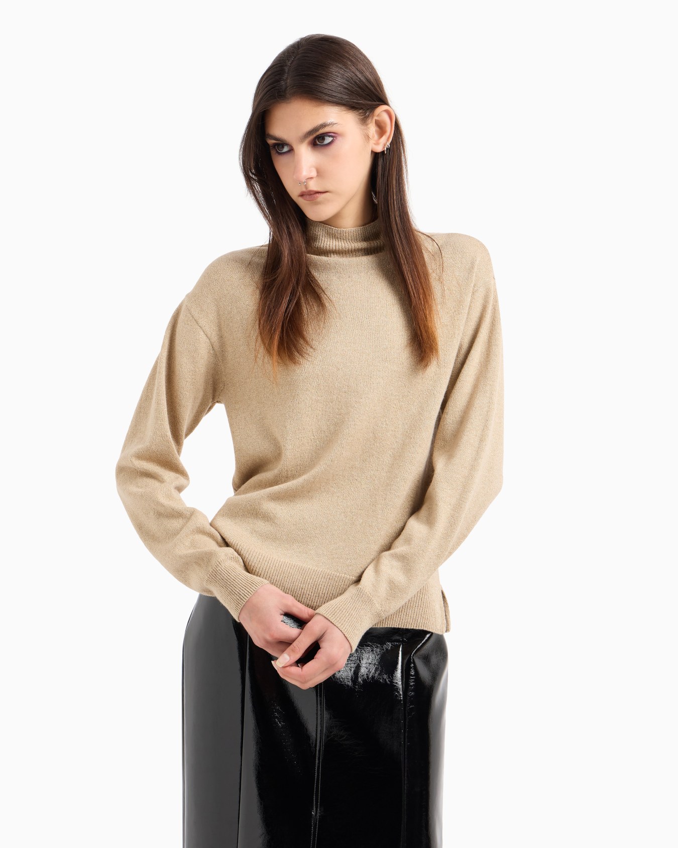 Turtleneck sweater with soft collar Slide 1