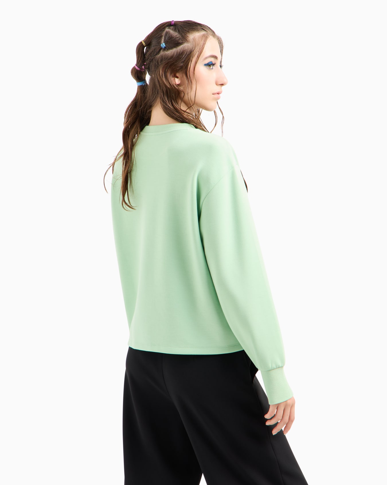 Crewneck sweatshirt with gold logo and buttons Slide 2