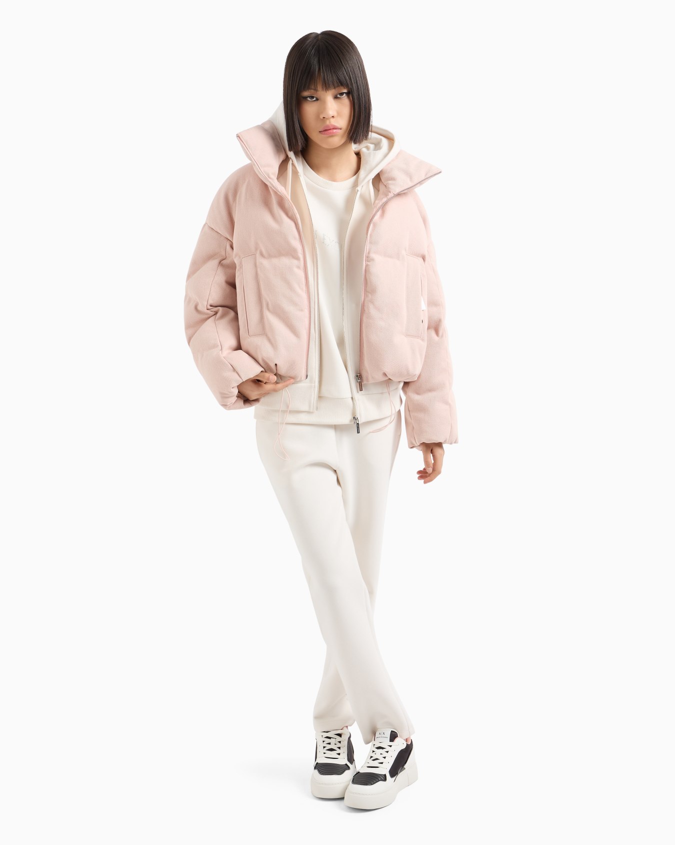 Stretch fabric zip-up hoodie Slide 3