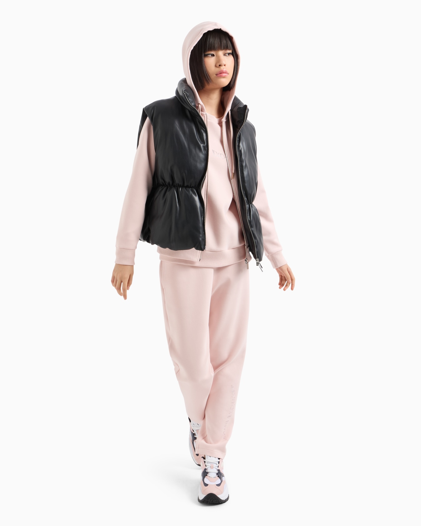 Stretch fabric zip-up hoodie Slide 3