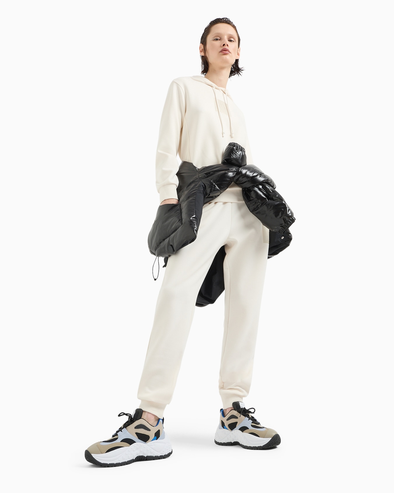 Hoodie with tone-on-tone monogram patch Slide 3