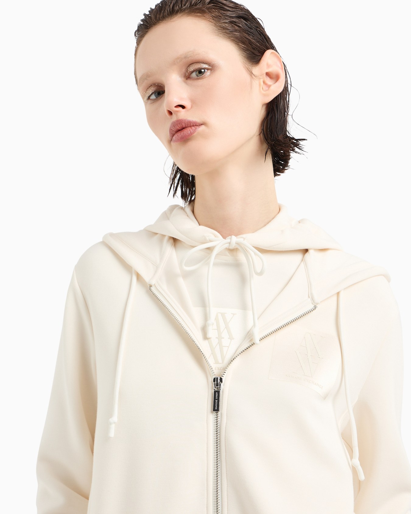 Zip-up hoodie with monogram logo patch Slide 4