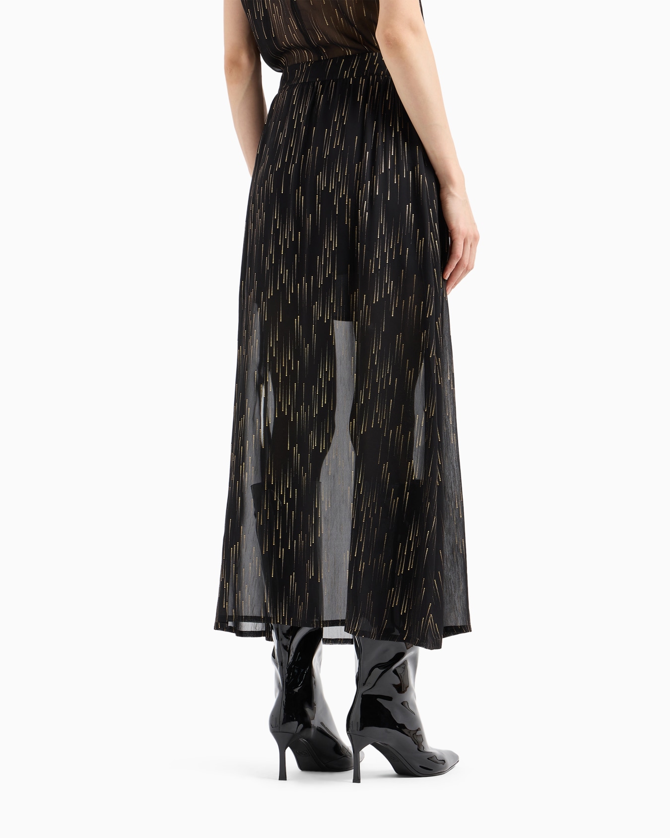 Longuette skirt in transparent voile and lurex Slide 2