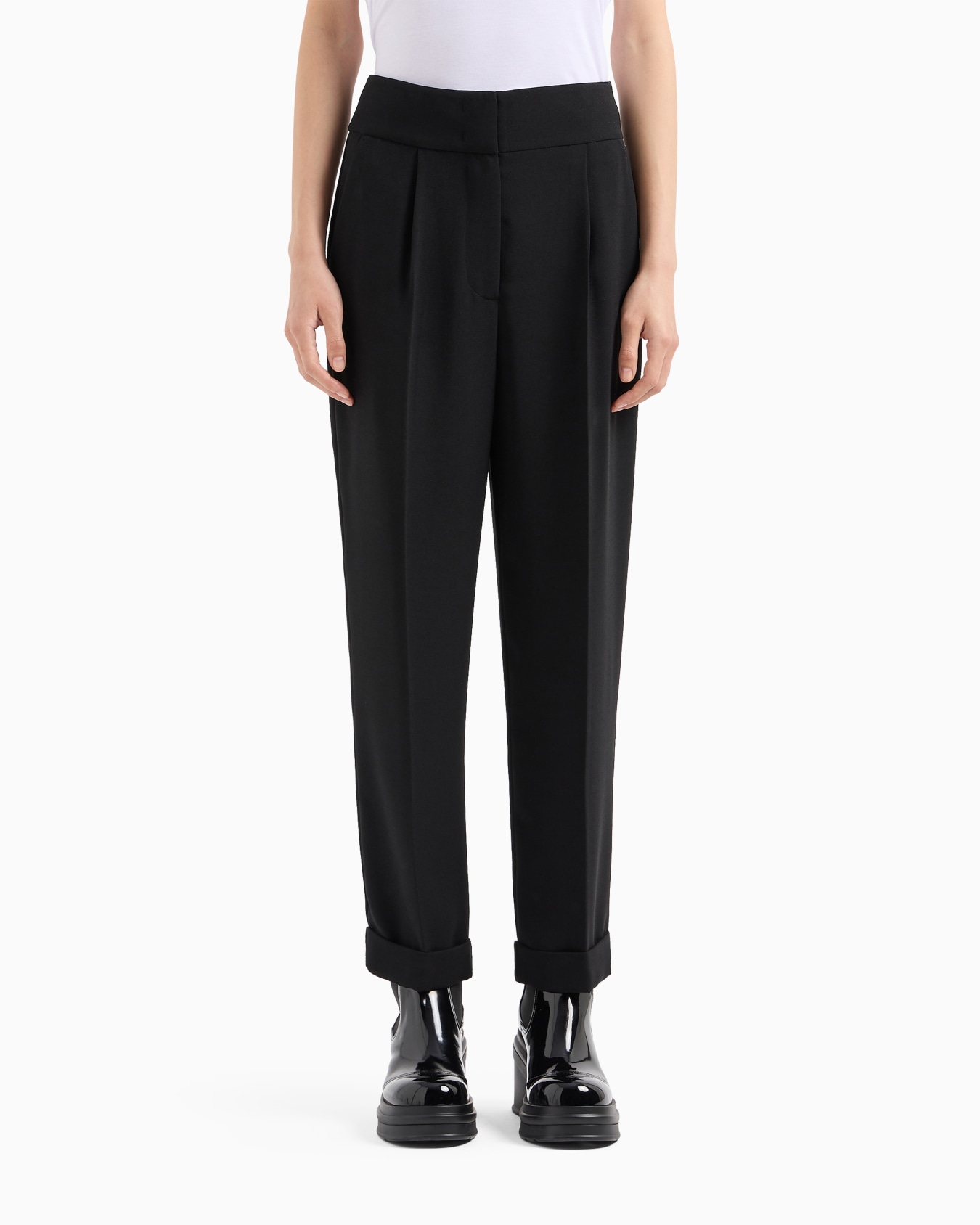 ASV fabric trousers with pleats and turn-ups at the bottom Slide 1