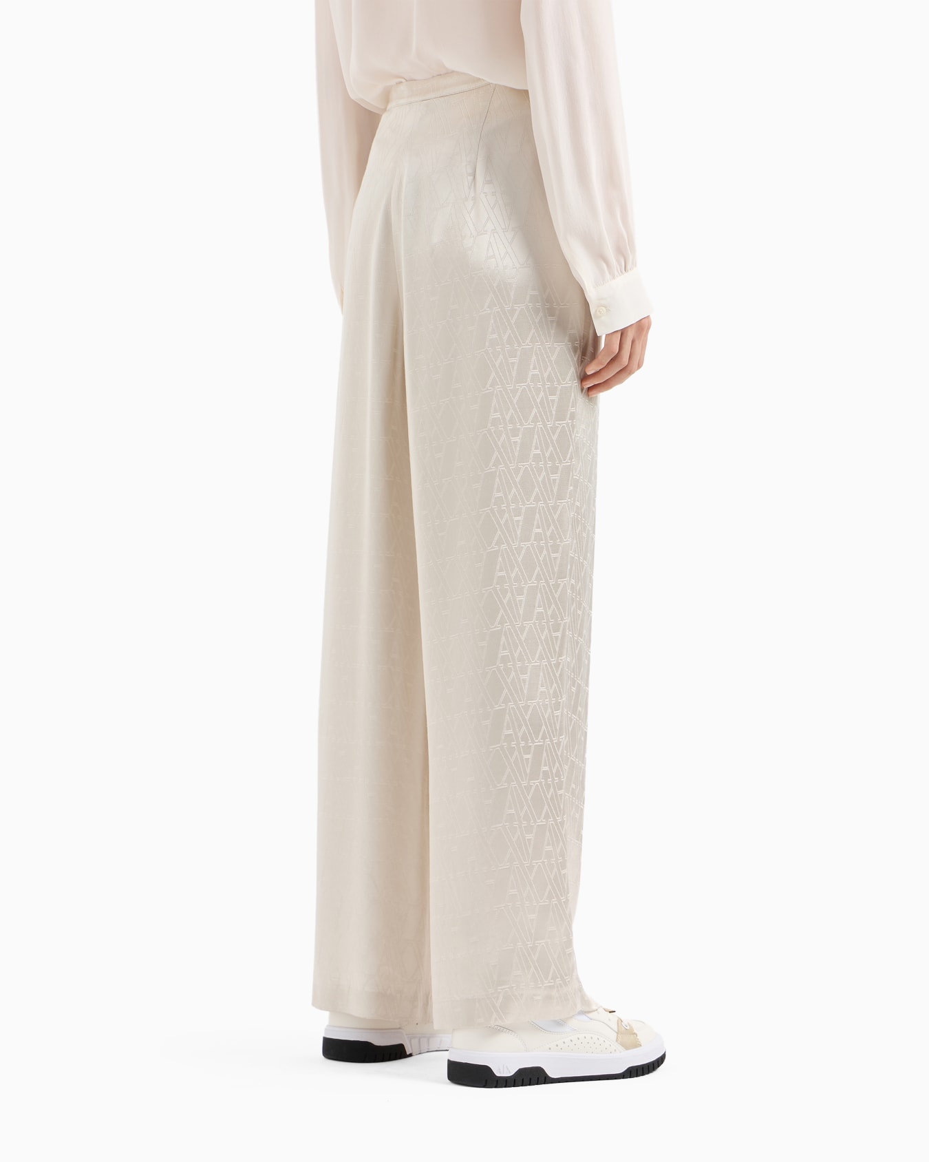 Pantalon à plis en satin monogramme ASV allover Diapositive 2