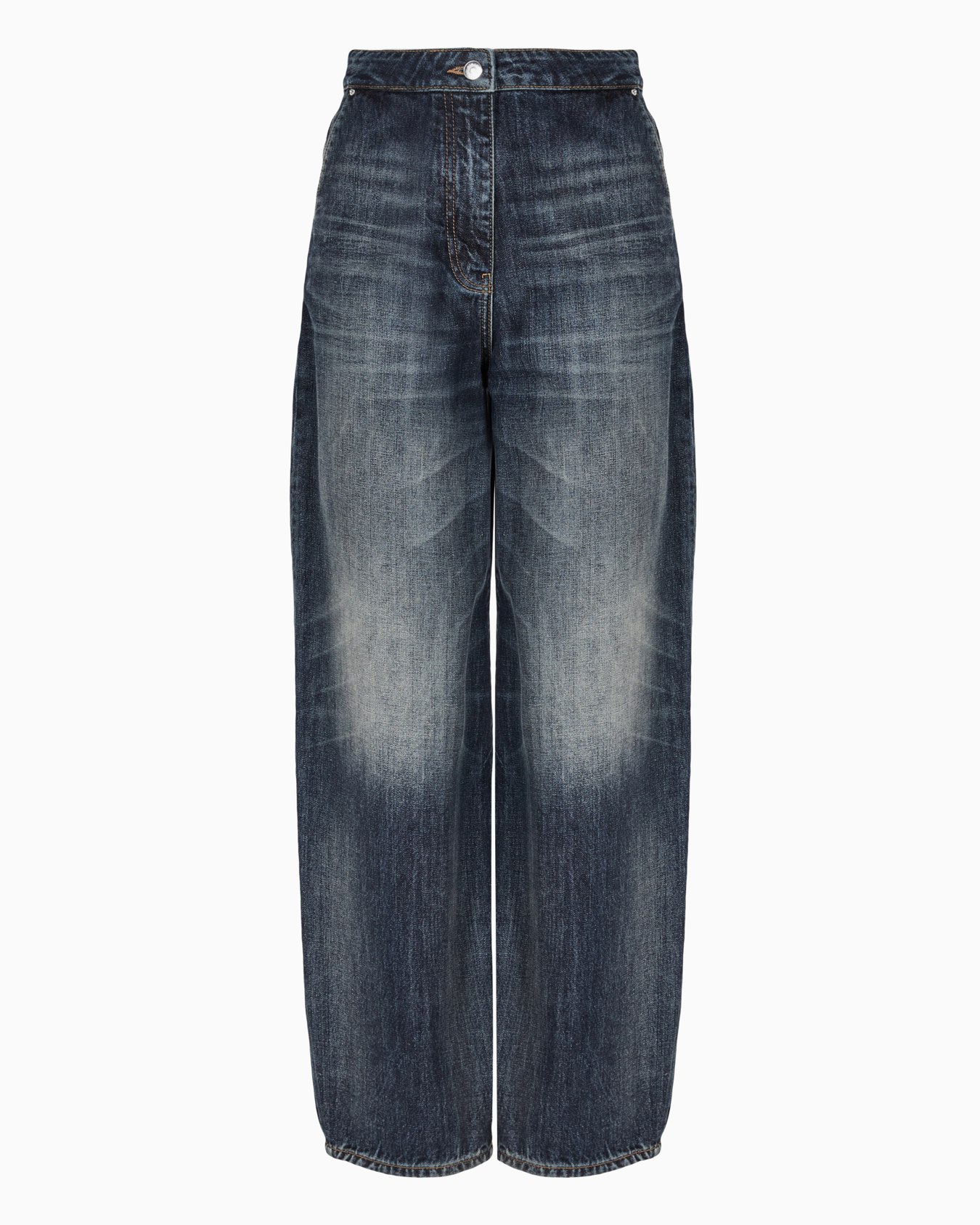 Cotton denim boyfriend jeans with embroidered logo on the pocket Slide 0