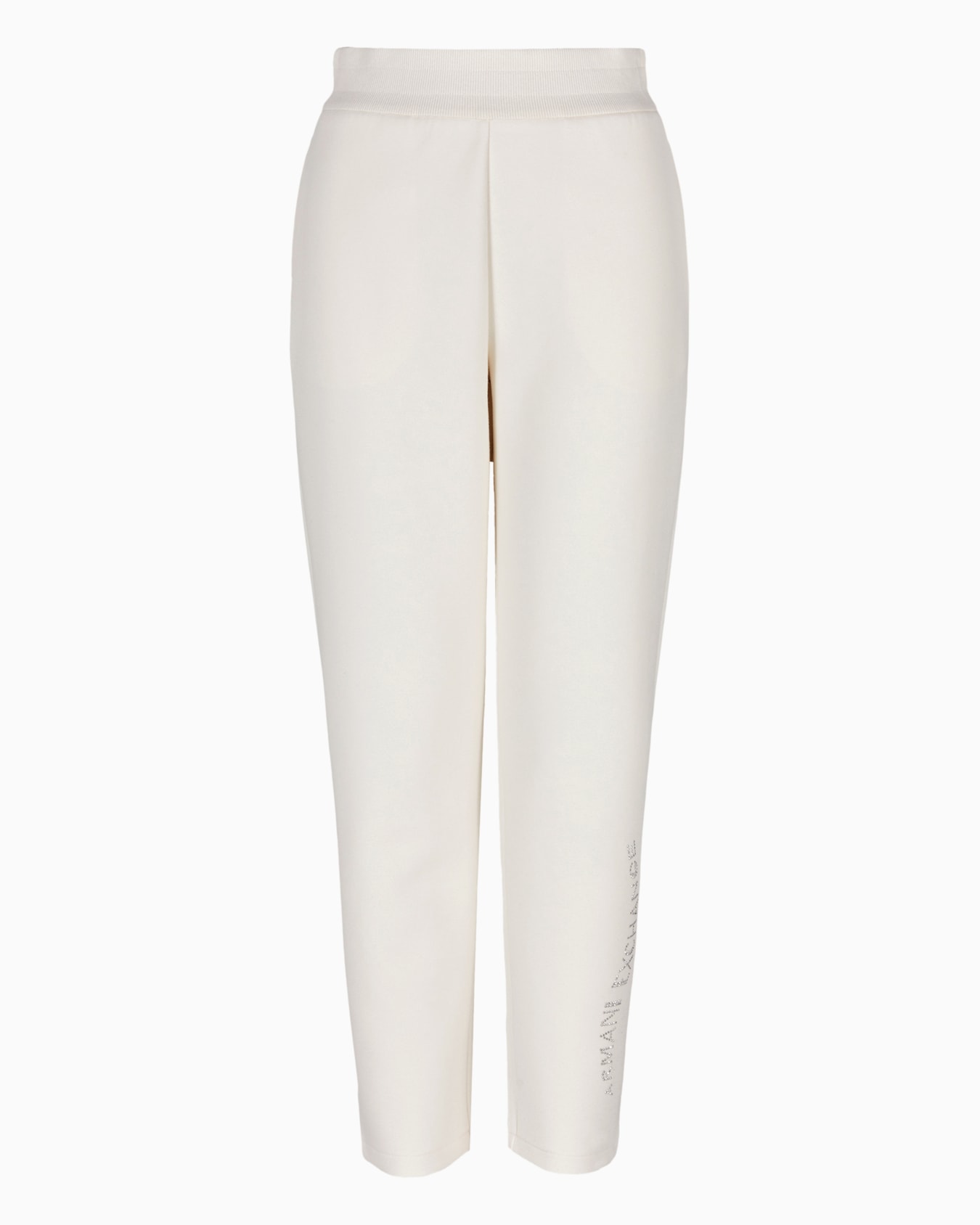Pantalón jogger de tejido elástico con logo de strass Diapositiva 0