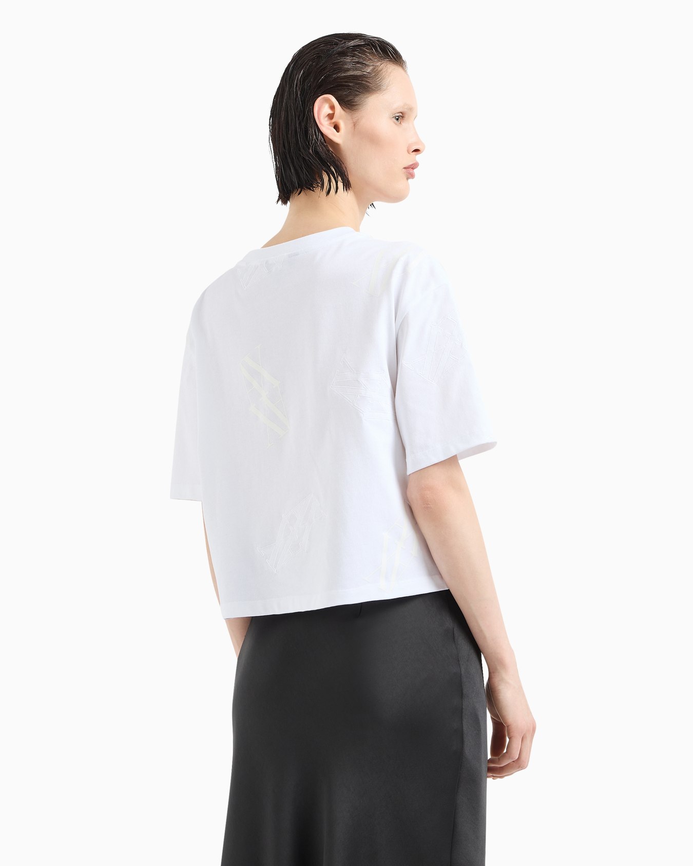 Cropped T-shirt with monogram logo in ASV cotton Slide 2