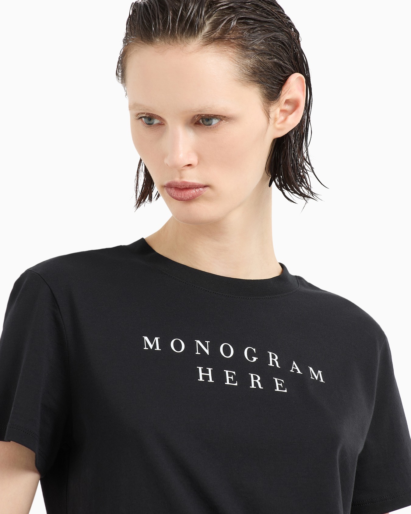 Regular fit t-shirt in pima cotton "Monogram here" Slide 4