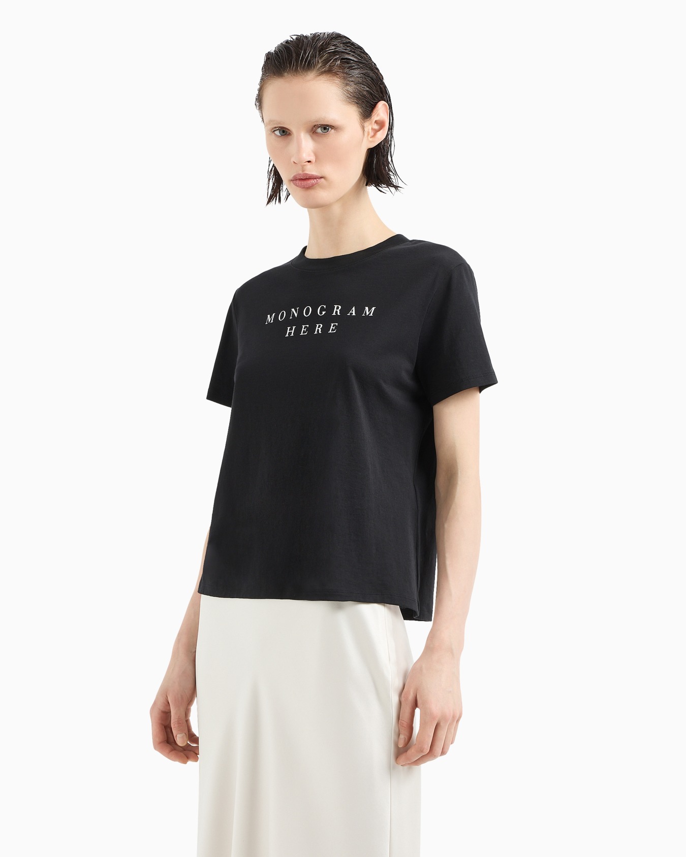 Regular fit t-shirt in pima cotton "Monogram here" Slide 1