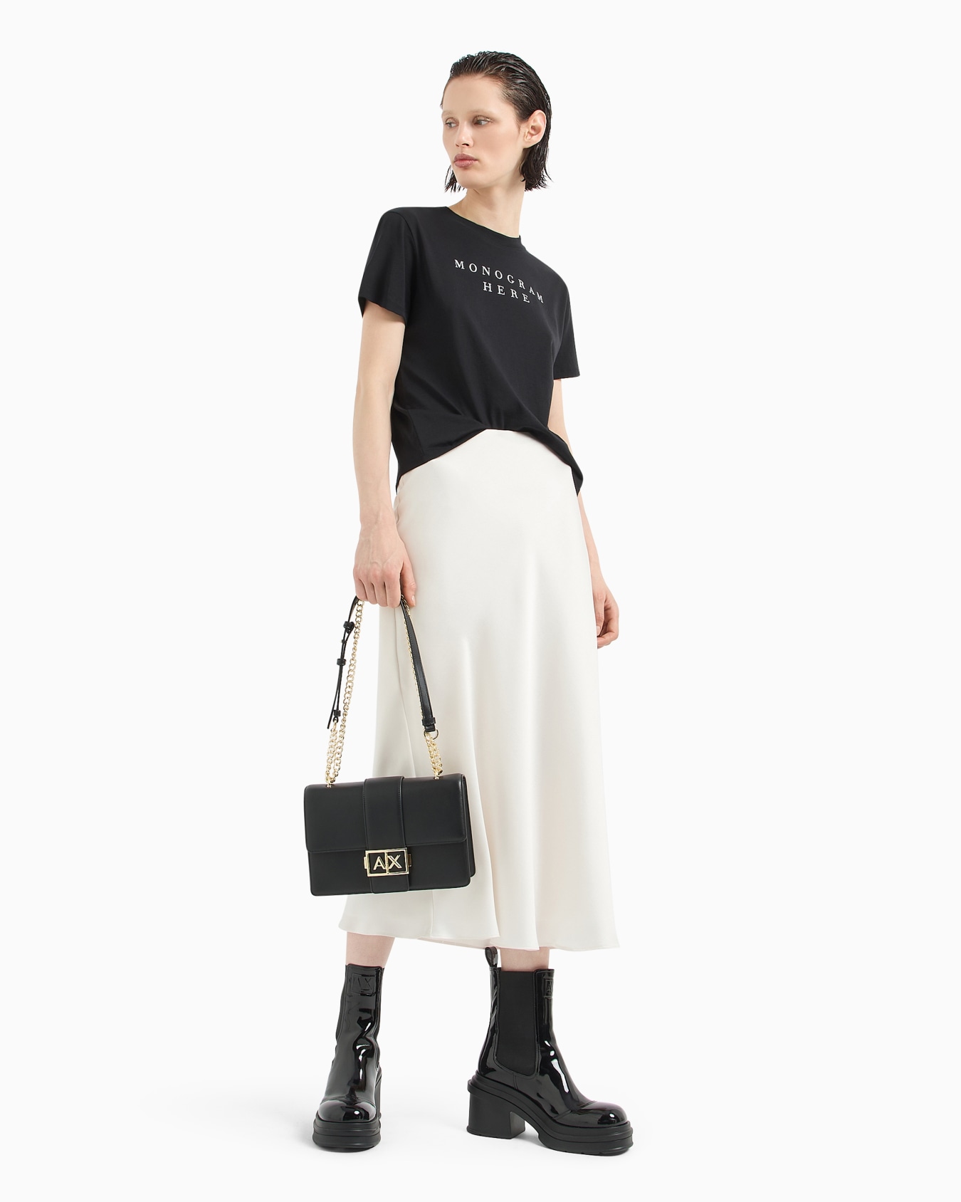 Regular fit t-shirt in pima cotton "Monogram here" Slide 3