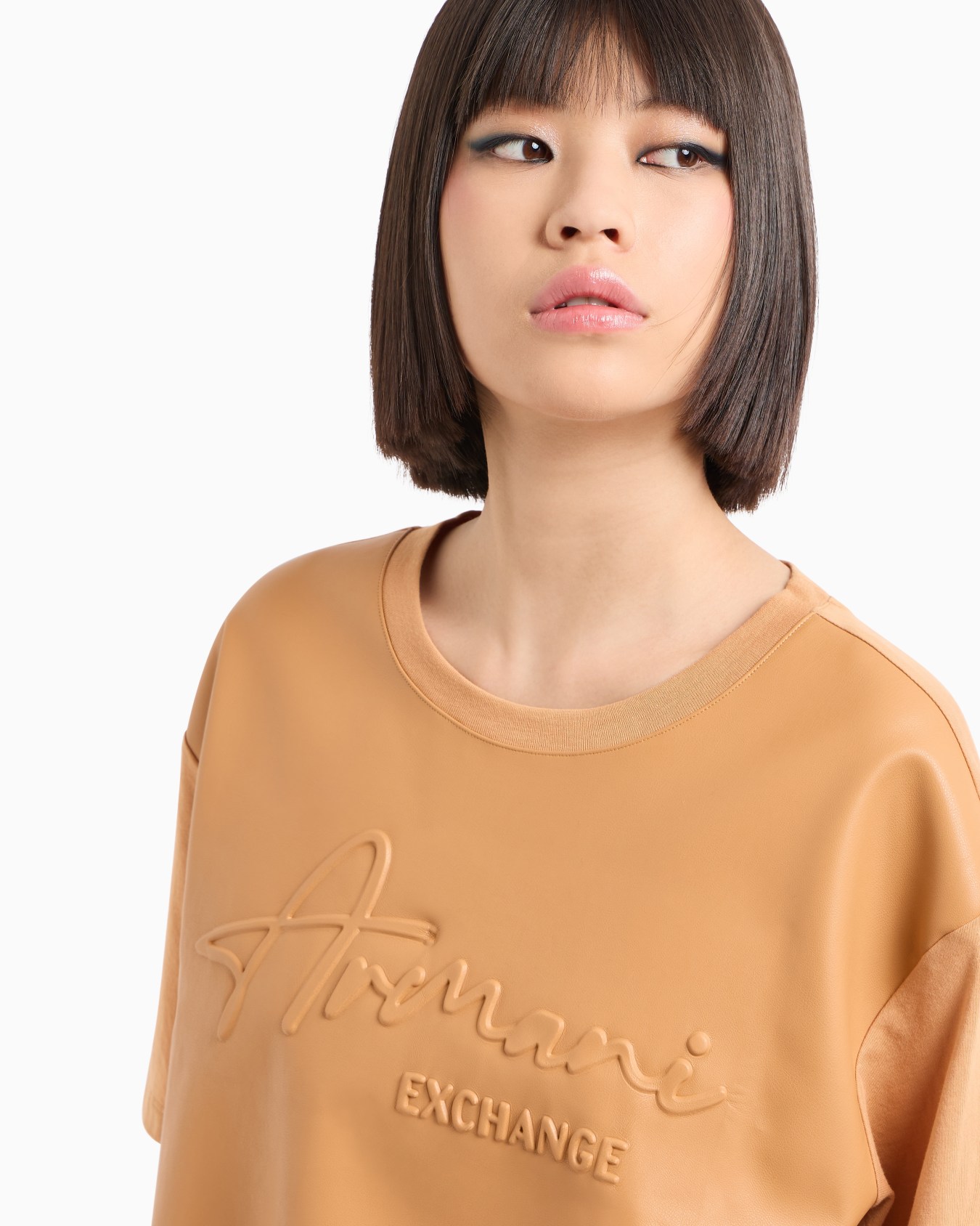 Cropped fit T-shirt with ASV fabric embossed logo Slide 4
